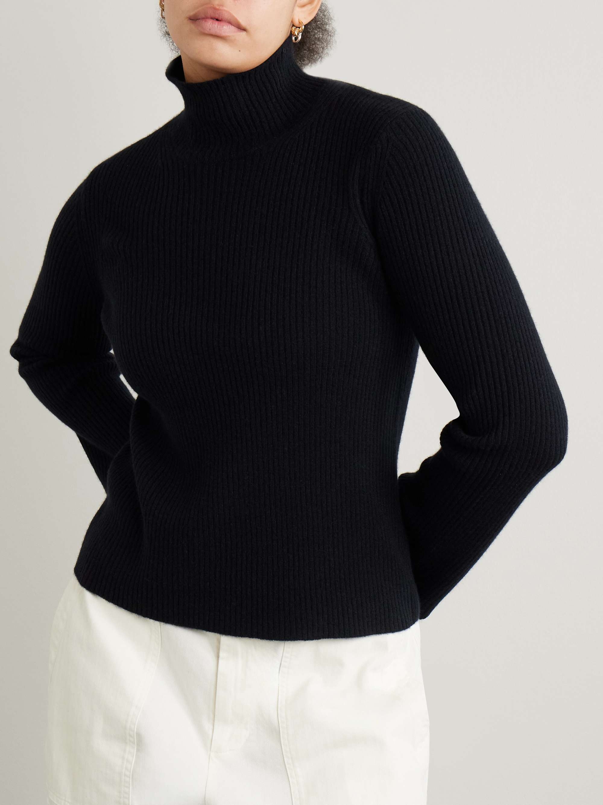 Ribbed recycled-cashmere turtleneck sweater view
