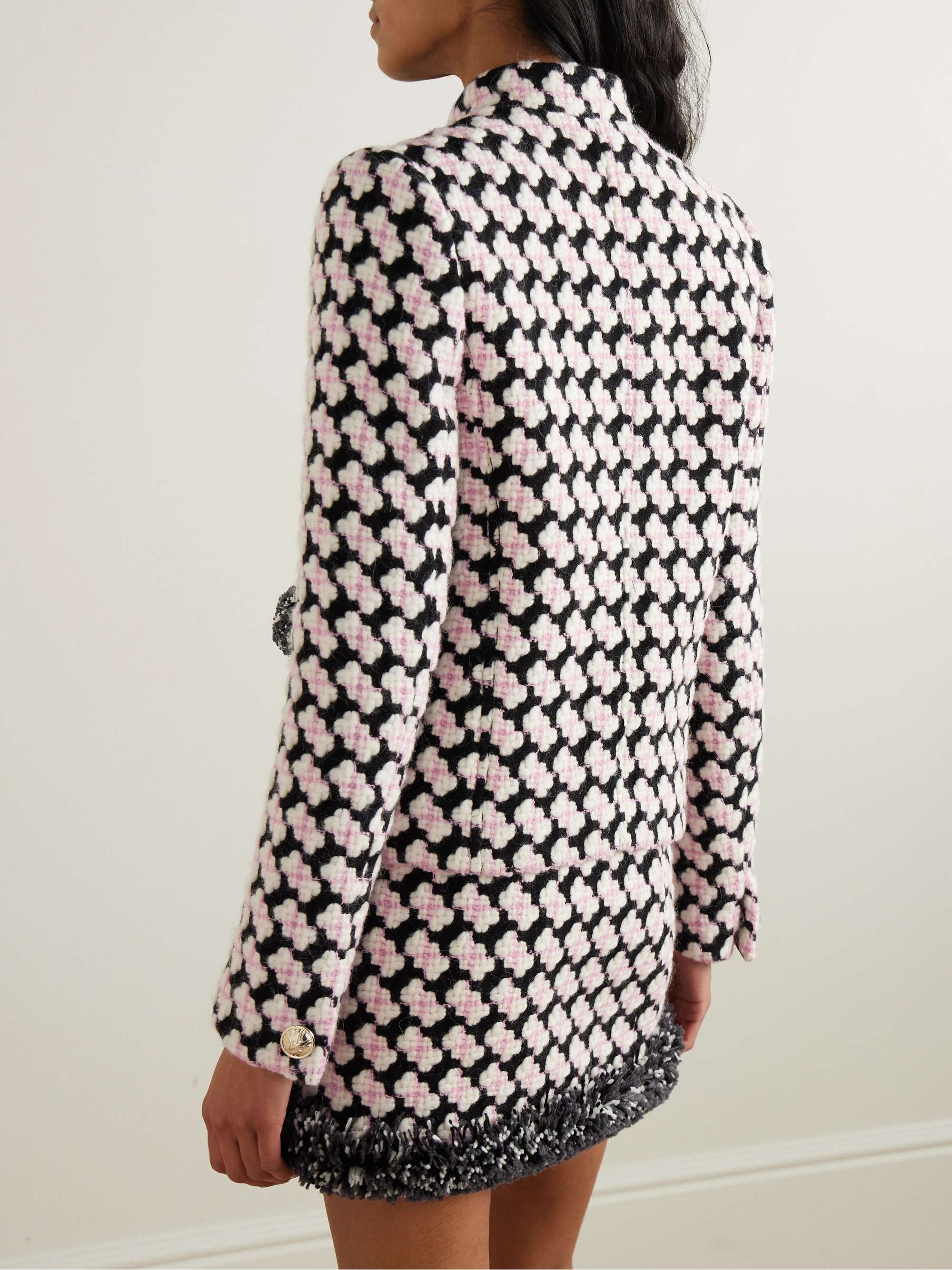 Fringed wool-blend tweed jacket view