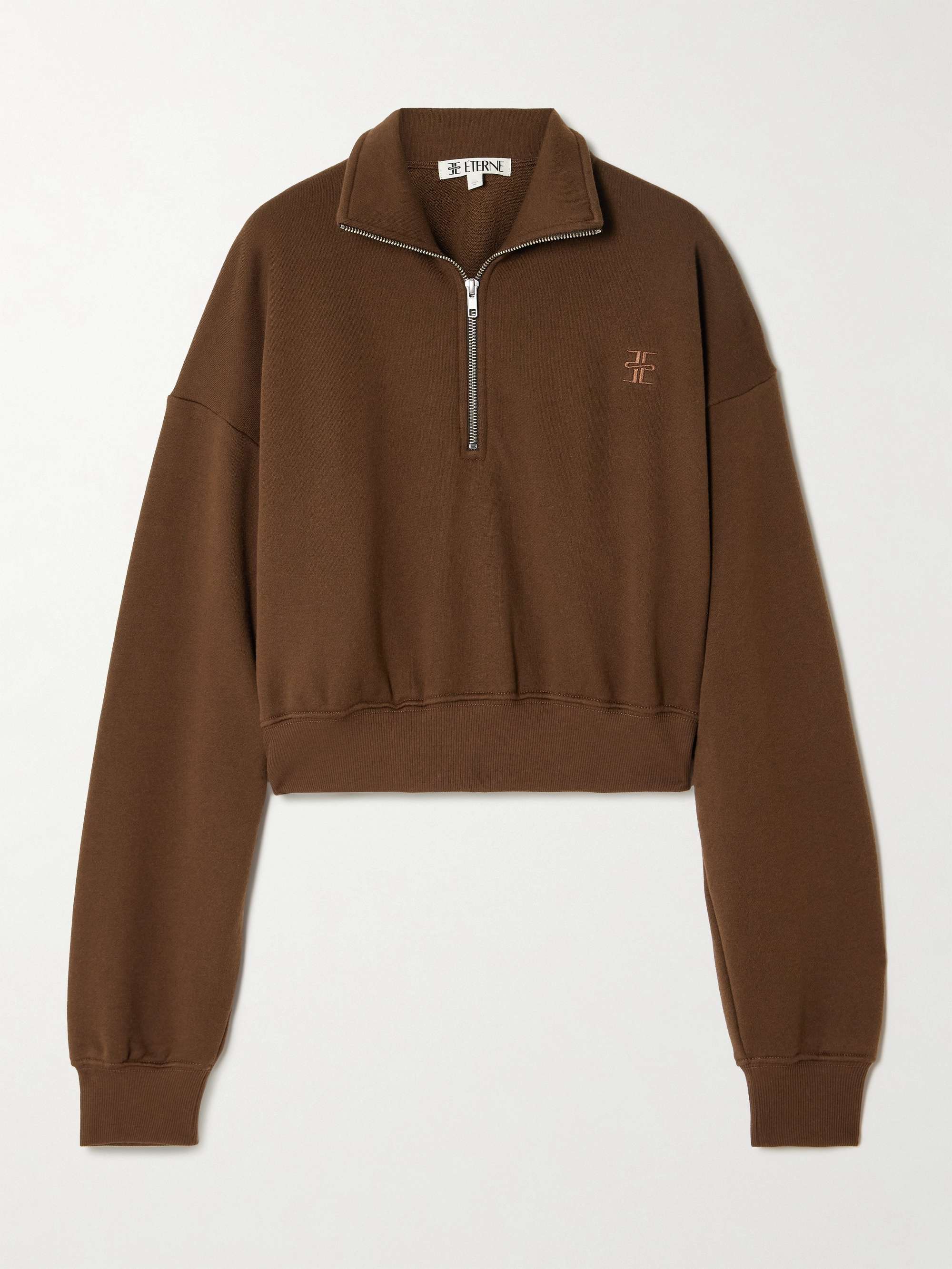 Cropped embroidered cotton and modal-blend sweater view