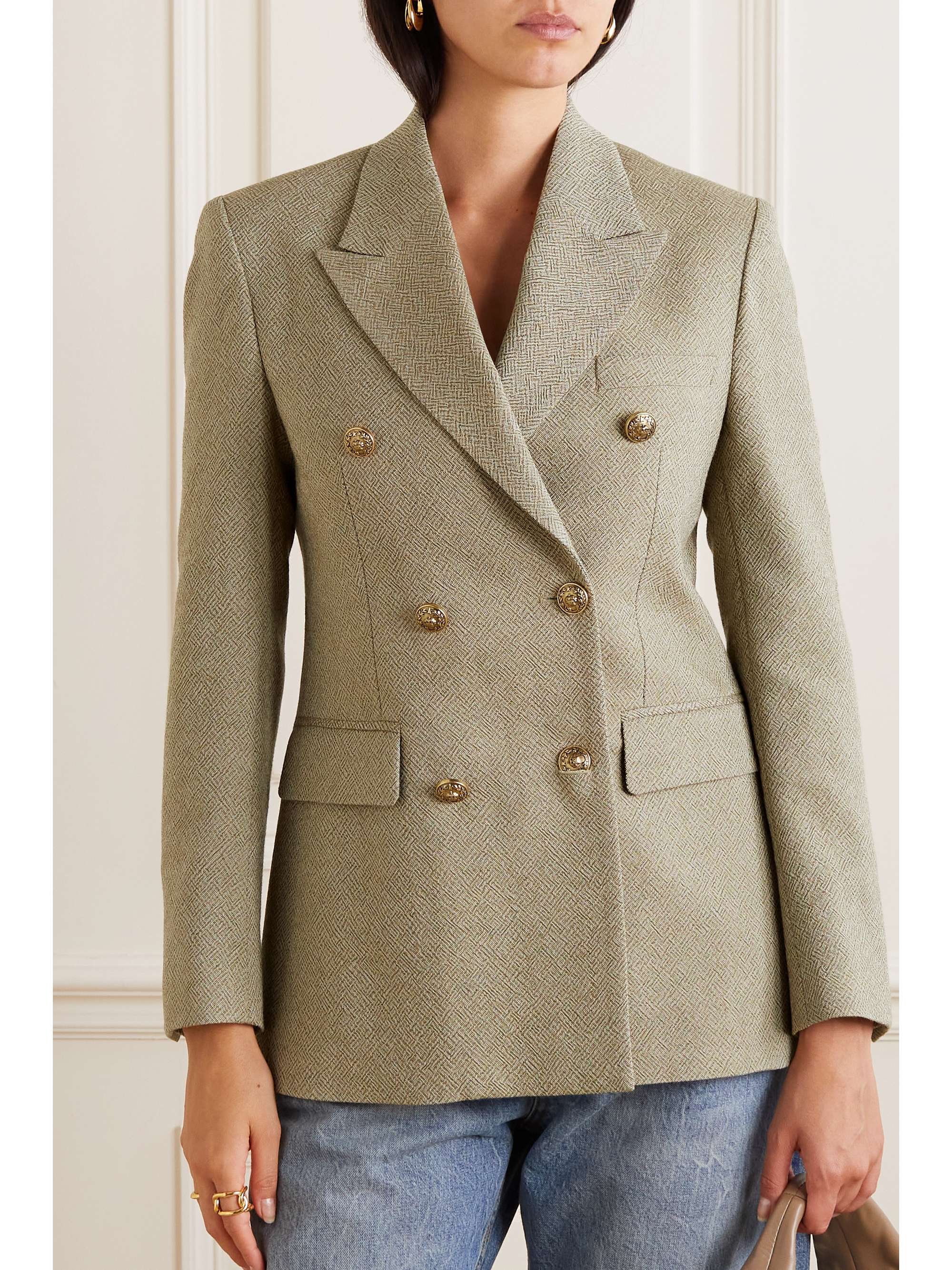 Journey double-breasted wool-jacquard blazer view