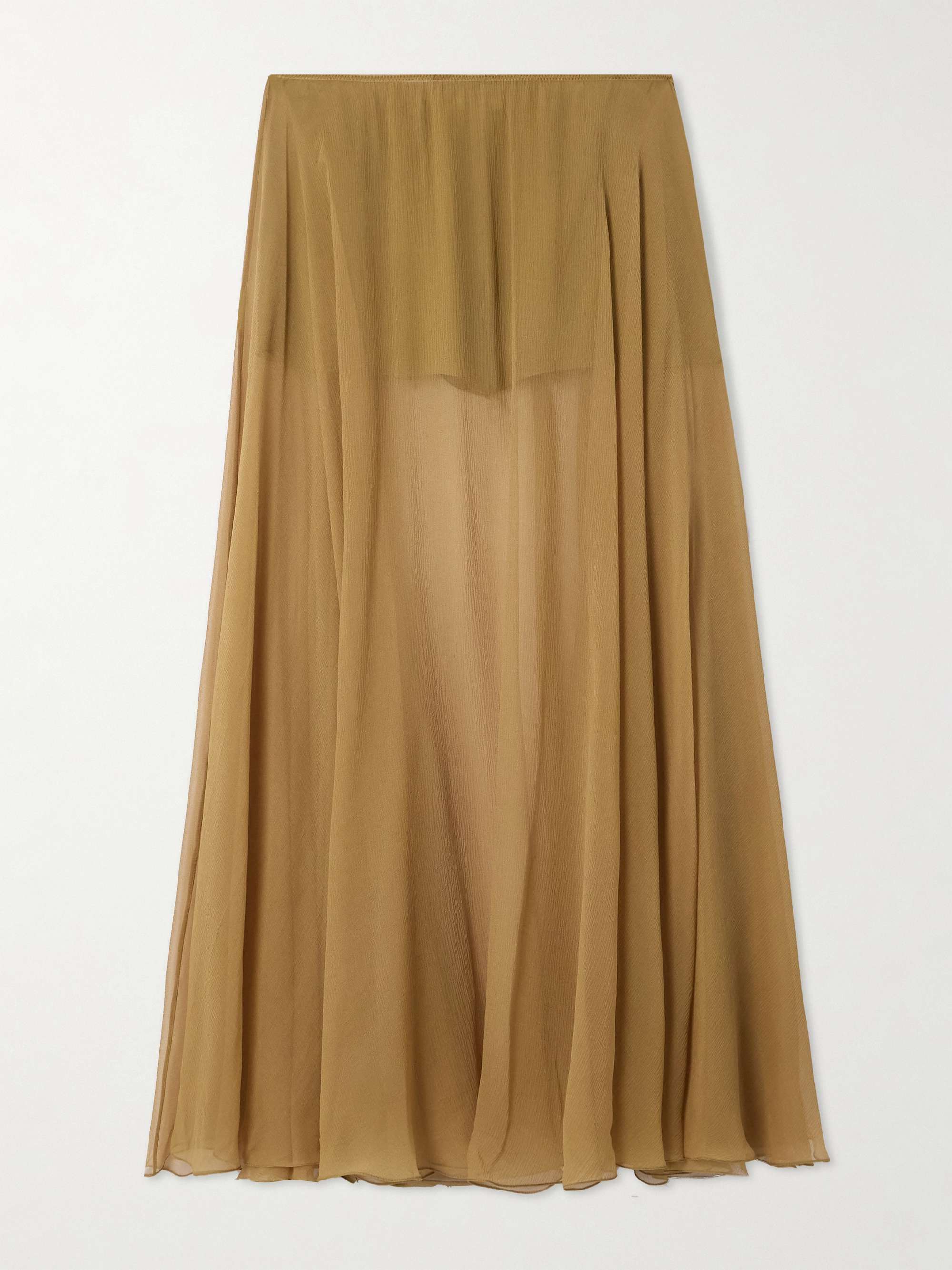 Pleated silk-mousseline midi skirt view