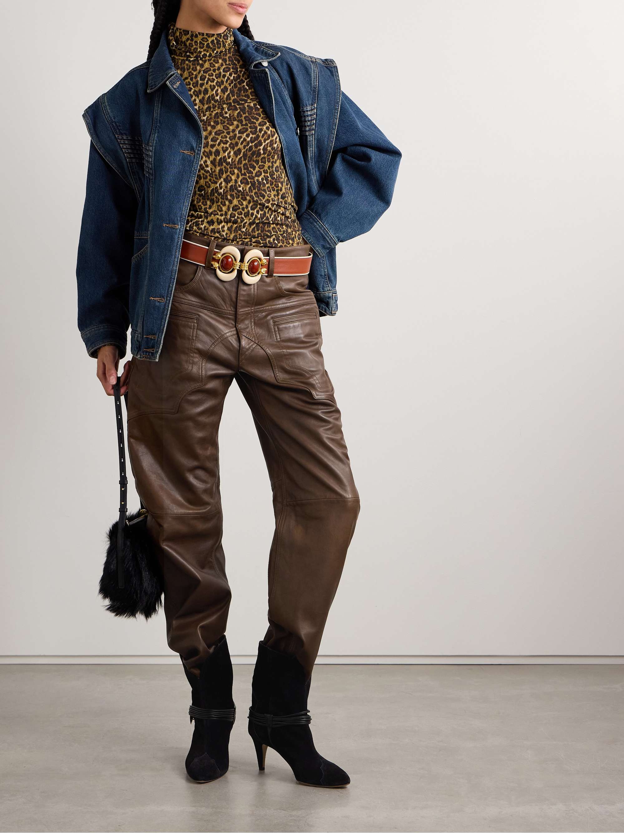 Breydi leather wide-leg pants view