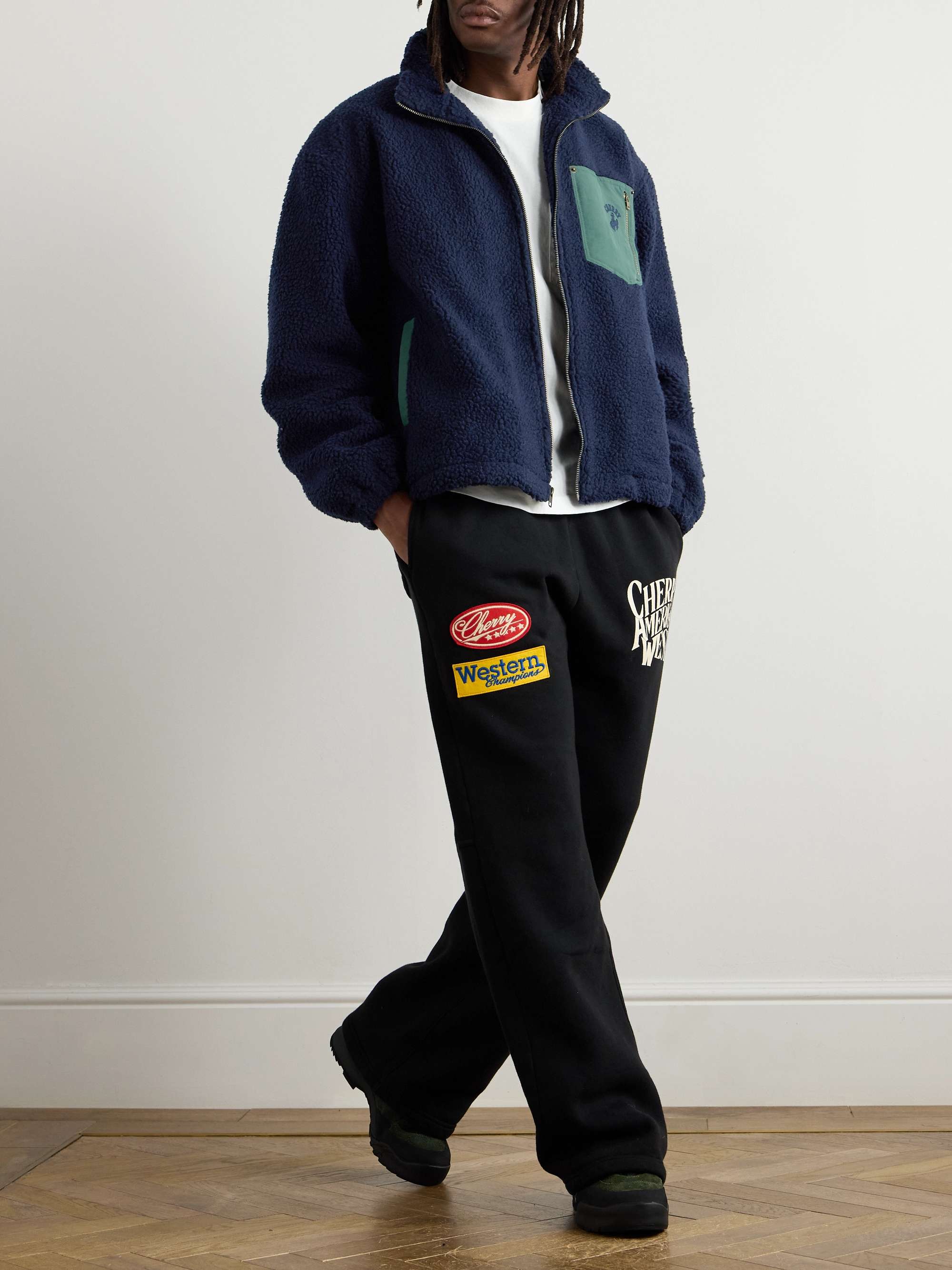 Logo-Appliquéd Twill-Trimmed Cotton-Fleece Jacket view