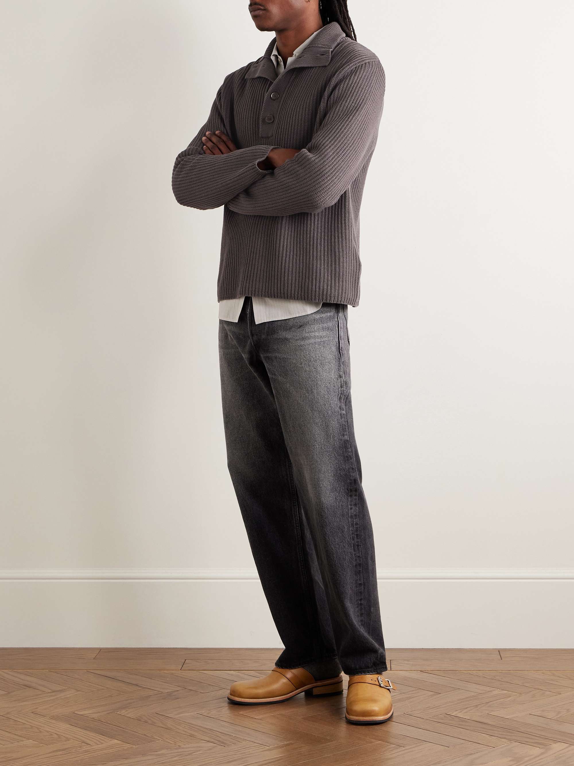 Navigator Ribbed Cotton Half-Placket Sweater view