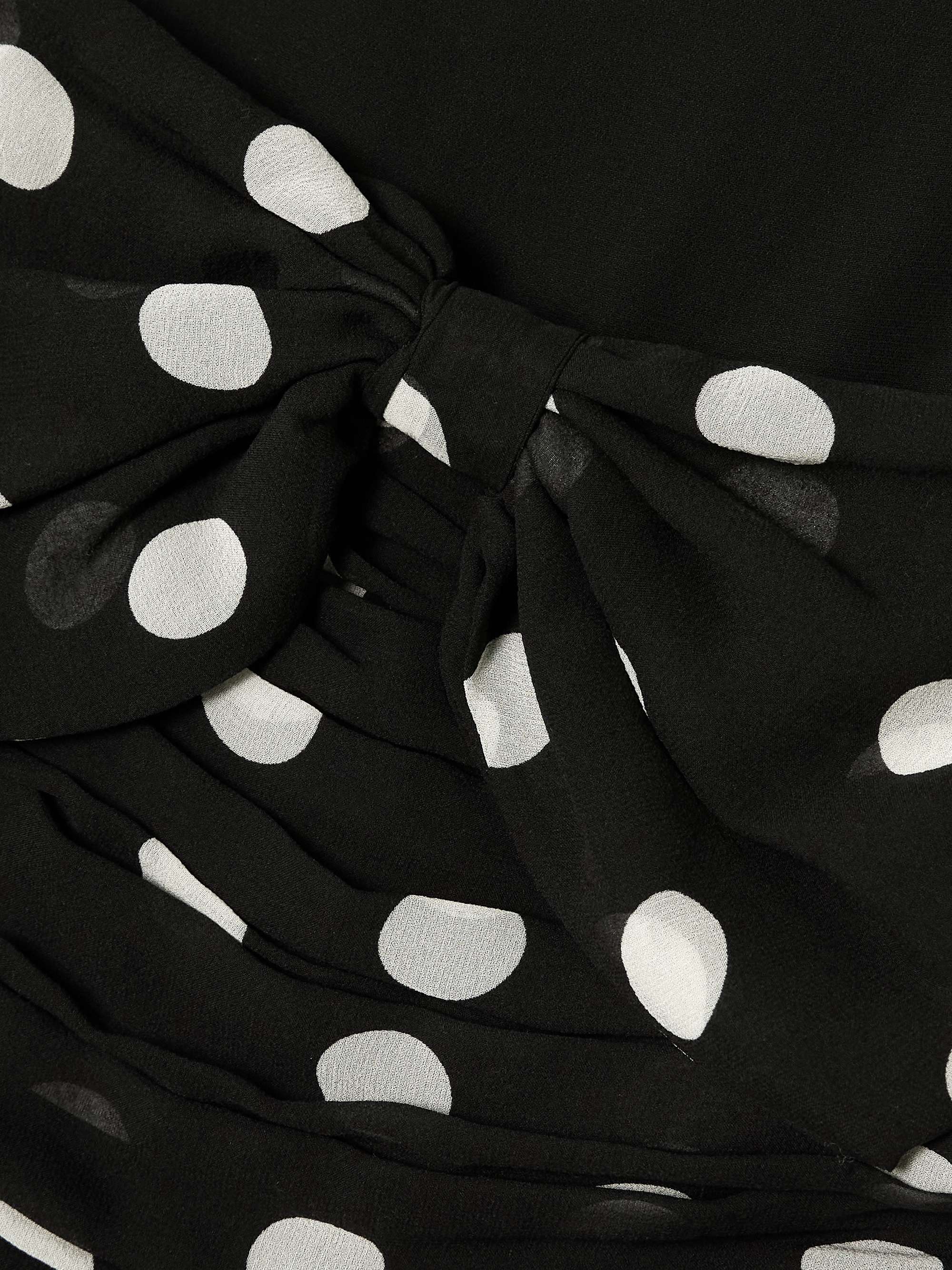 Maryanna bow-detailed ruched polka-dot silk-georgette midi dress view