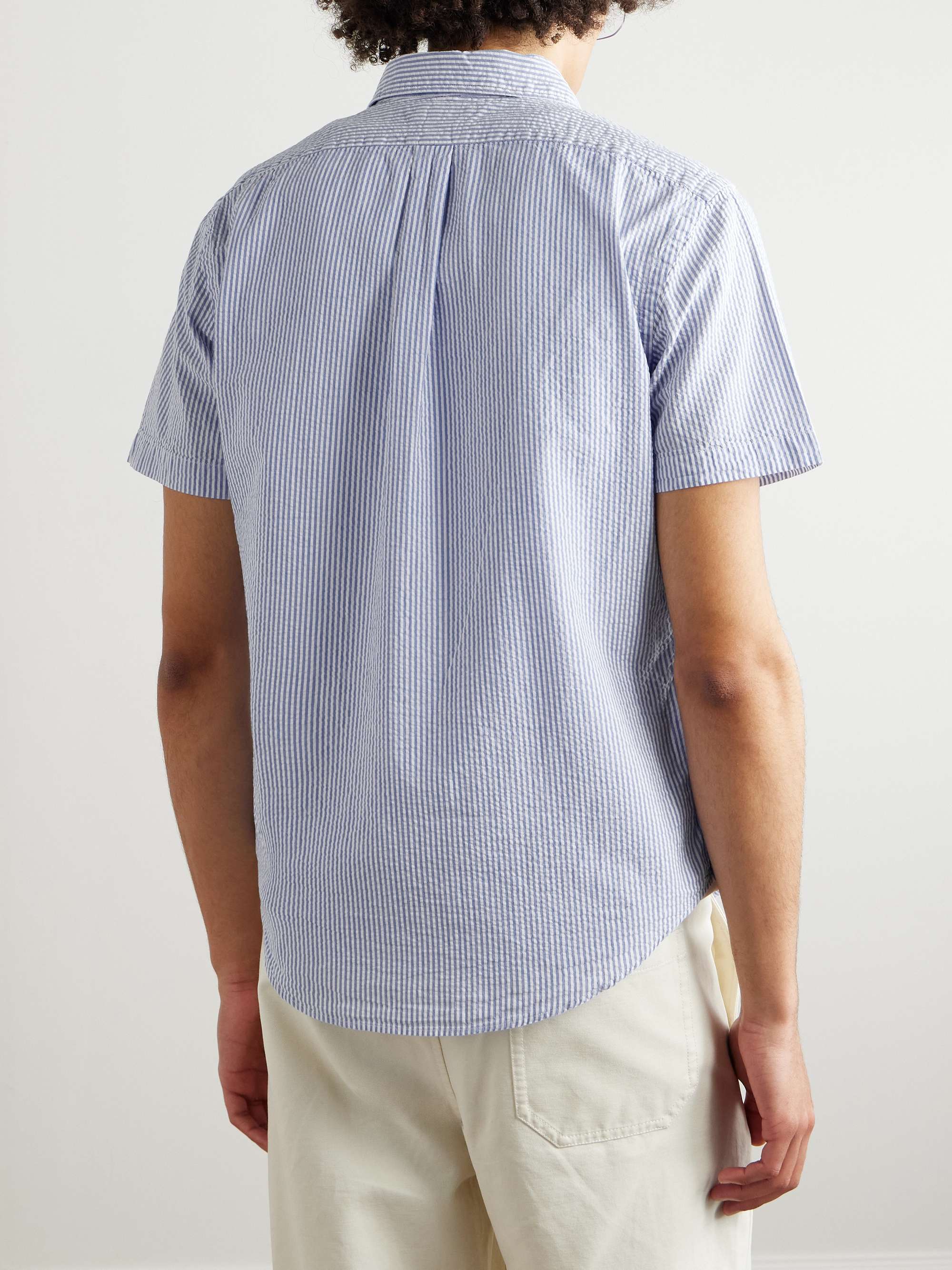 Button-Down Collar Striped Cotton-Seersucker Shirt view