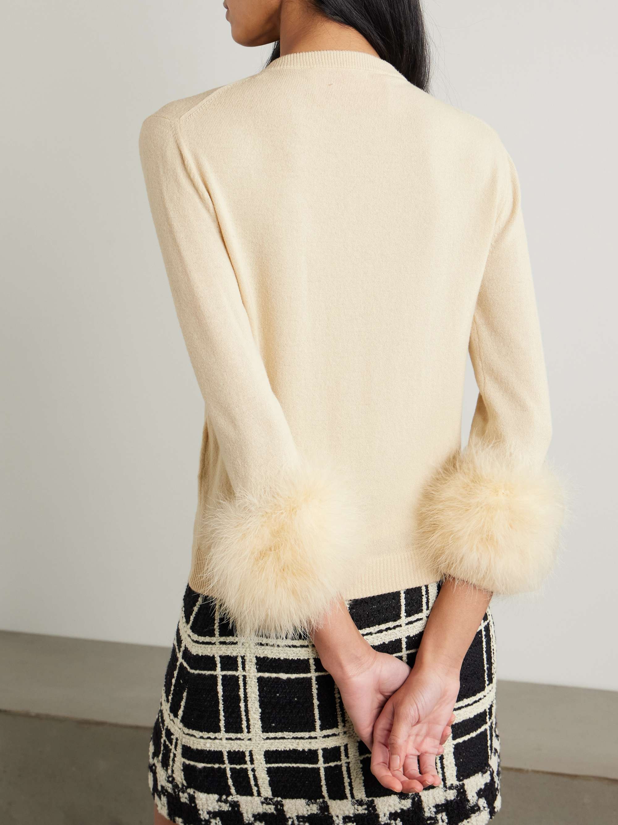 Feather-trimmed wool cardigan view