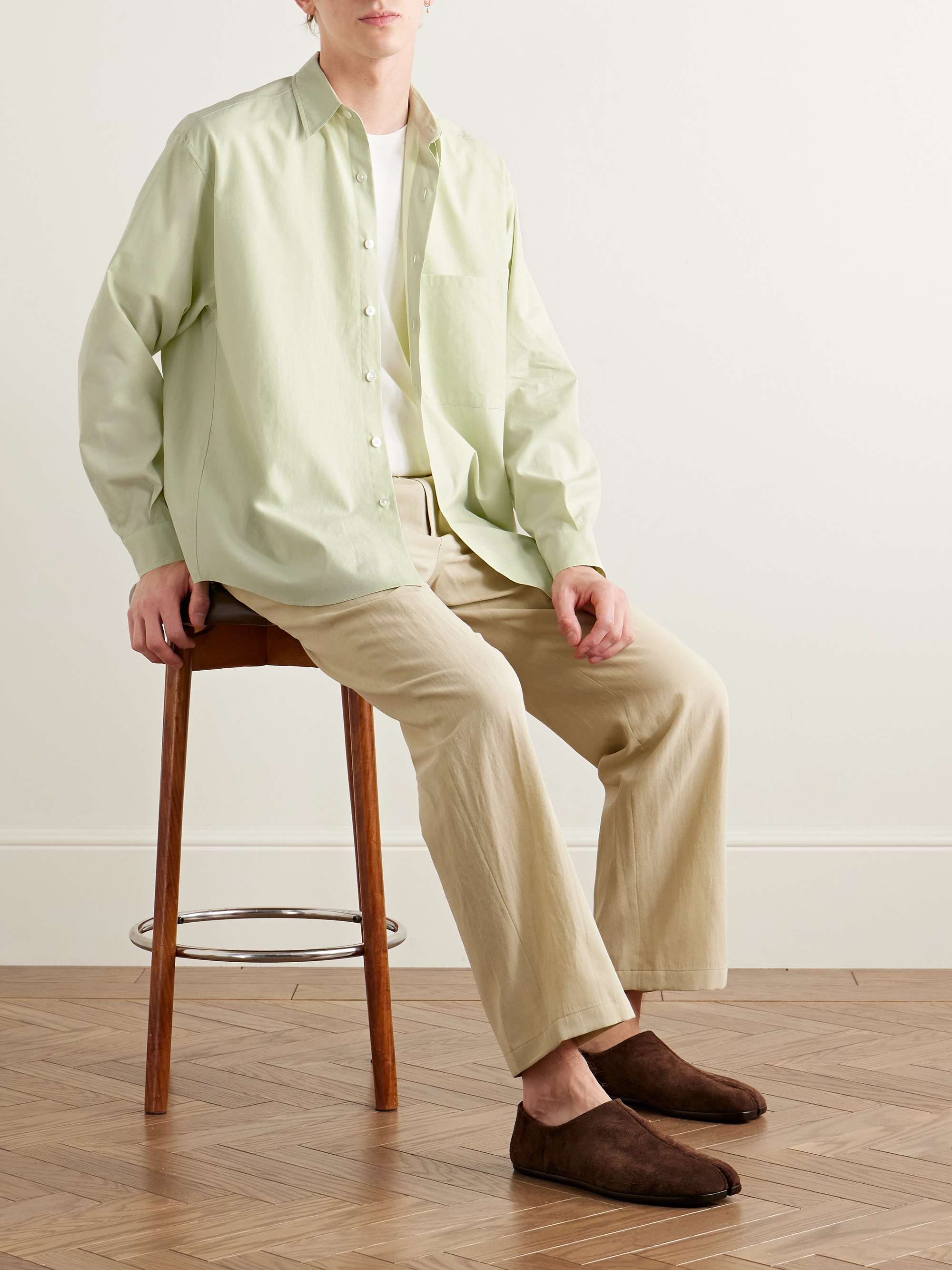Oversized Washed Cotton-Poplin Shirt view