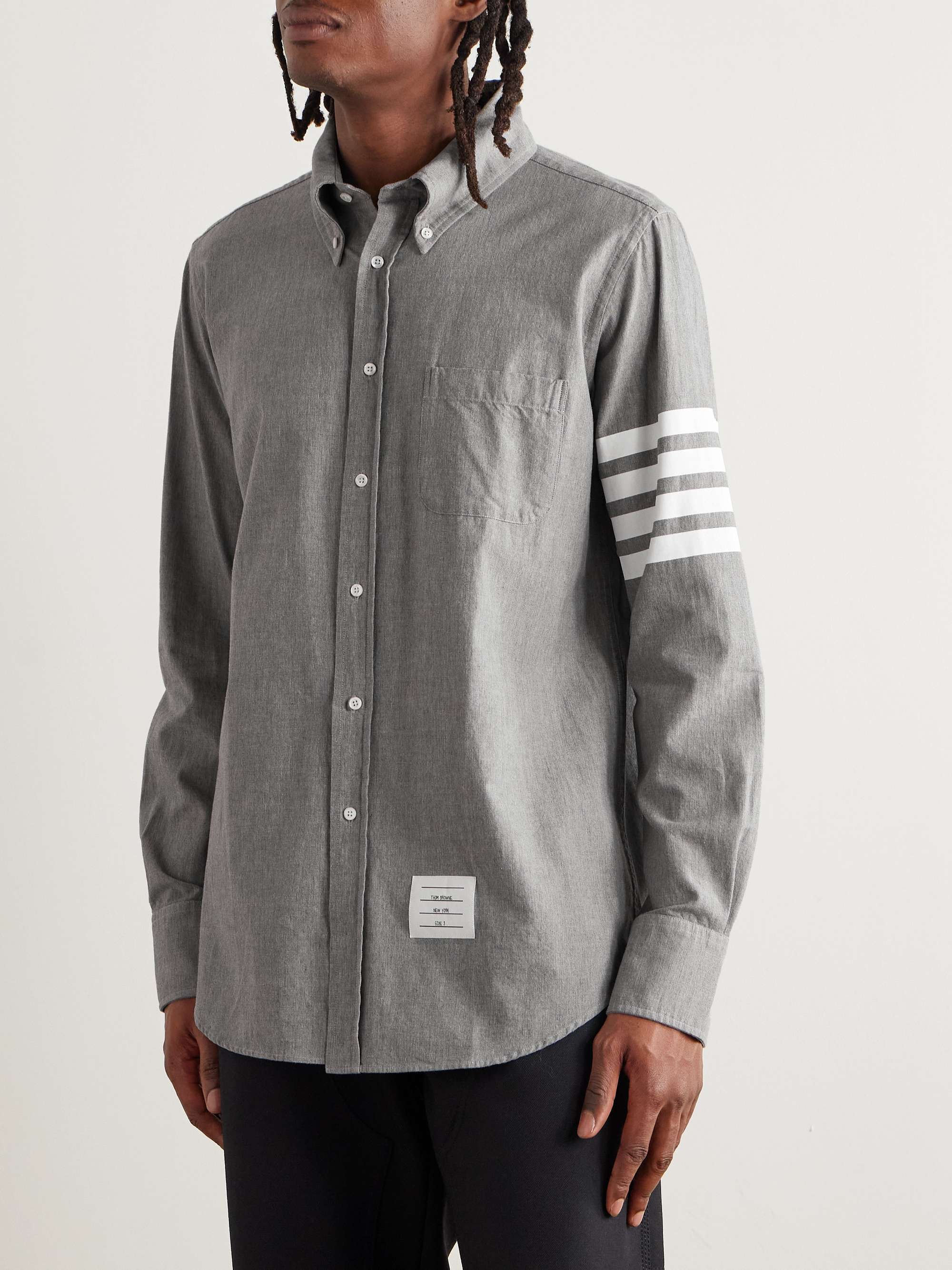 Button-Down Collar Striped Cotton-Chambray Shirt view