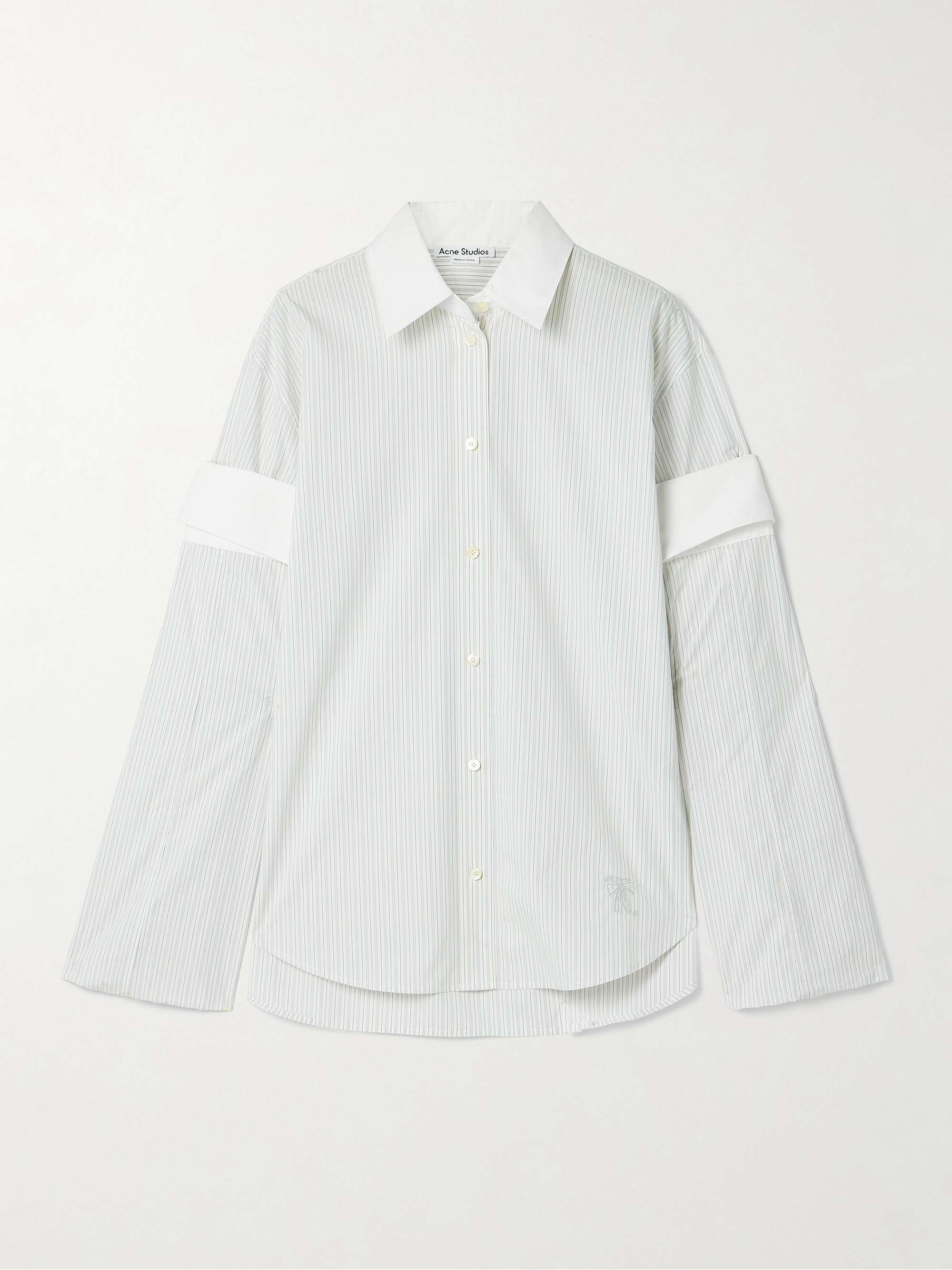 Layered striped cotton-poplin shirt view