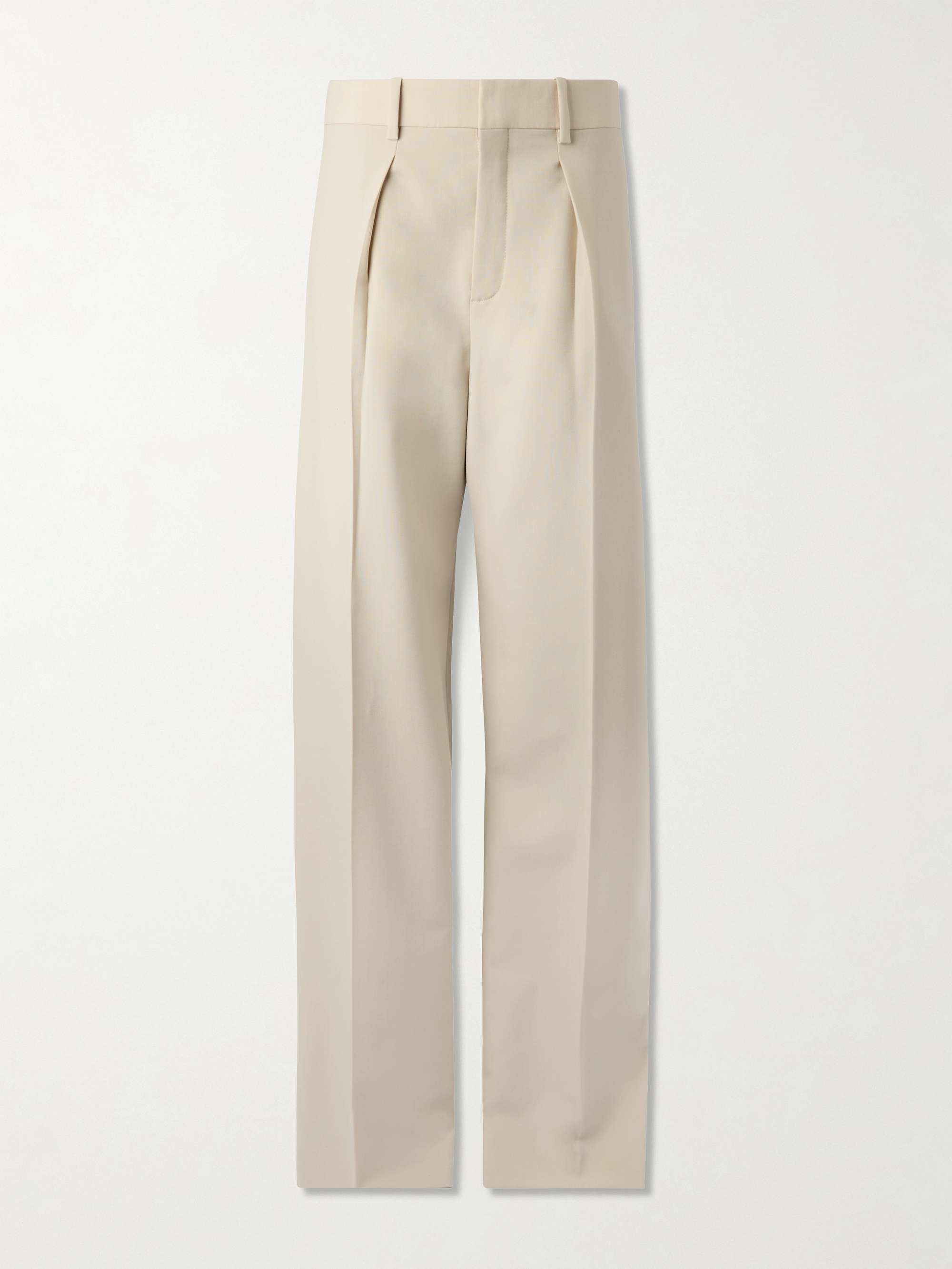 Pleated wool straight-leg pants view