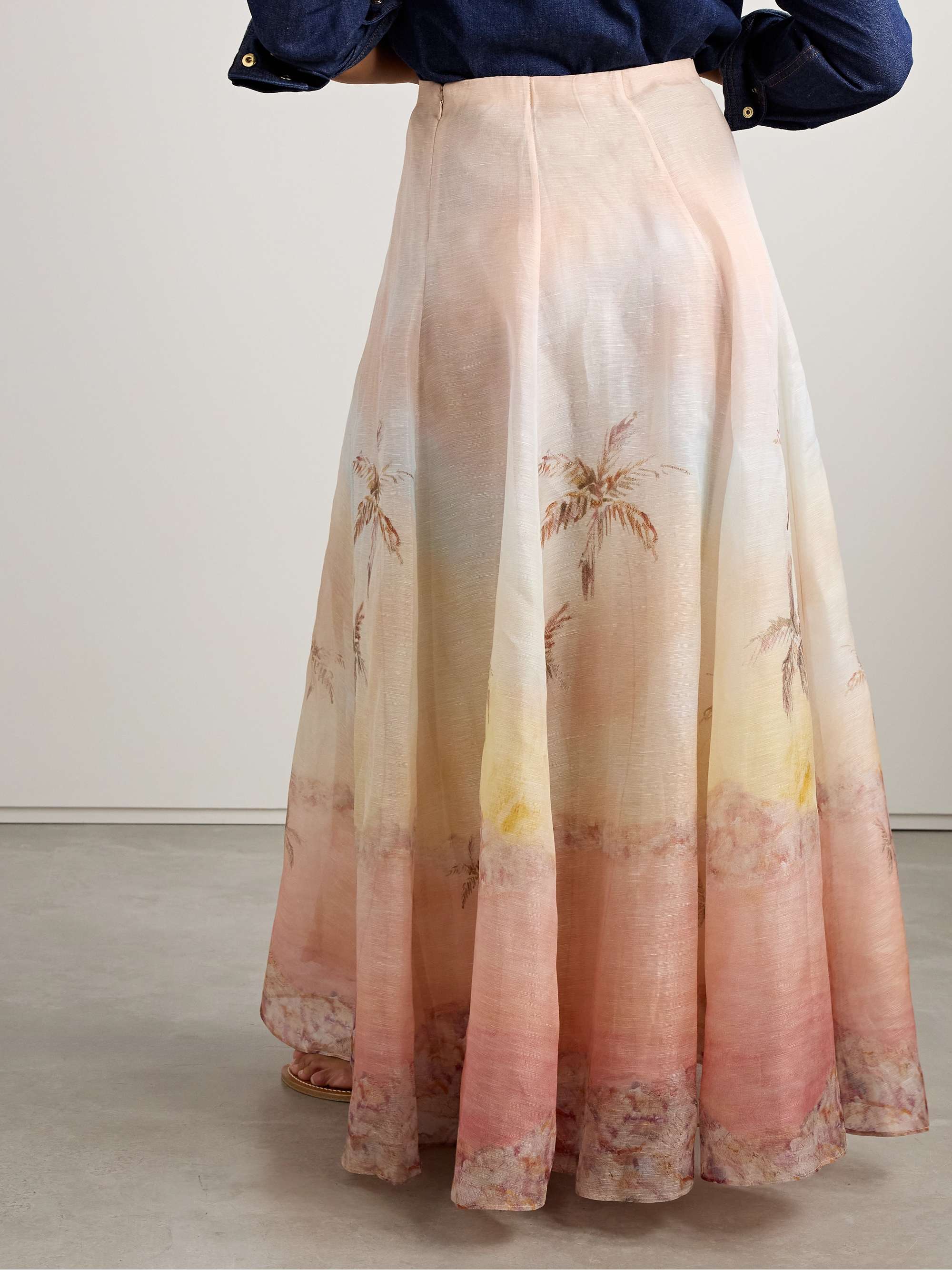 Illuminate linen and silk-blend maxi skirt view