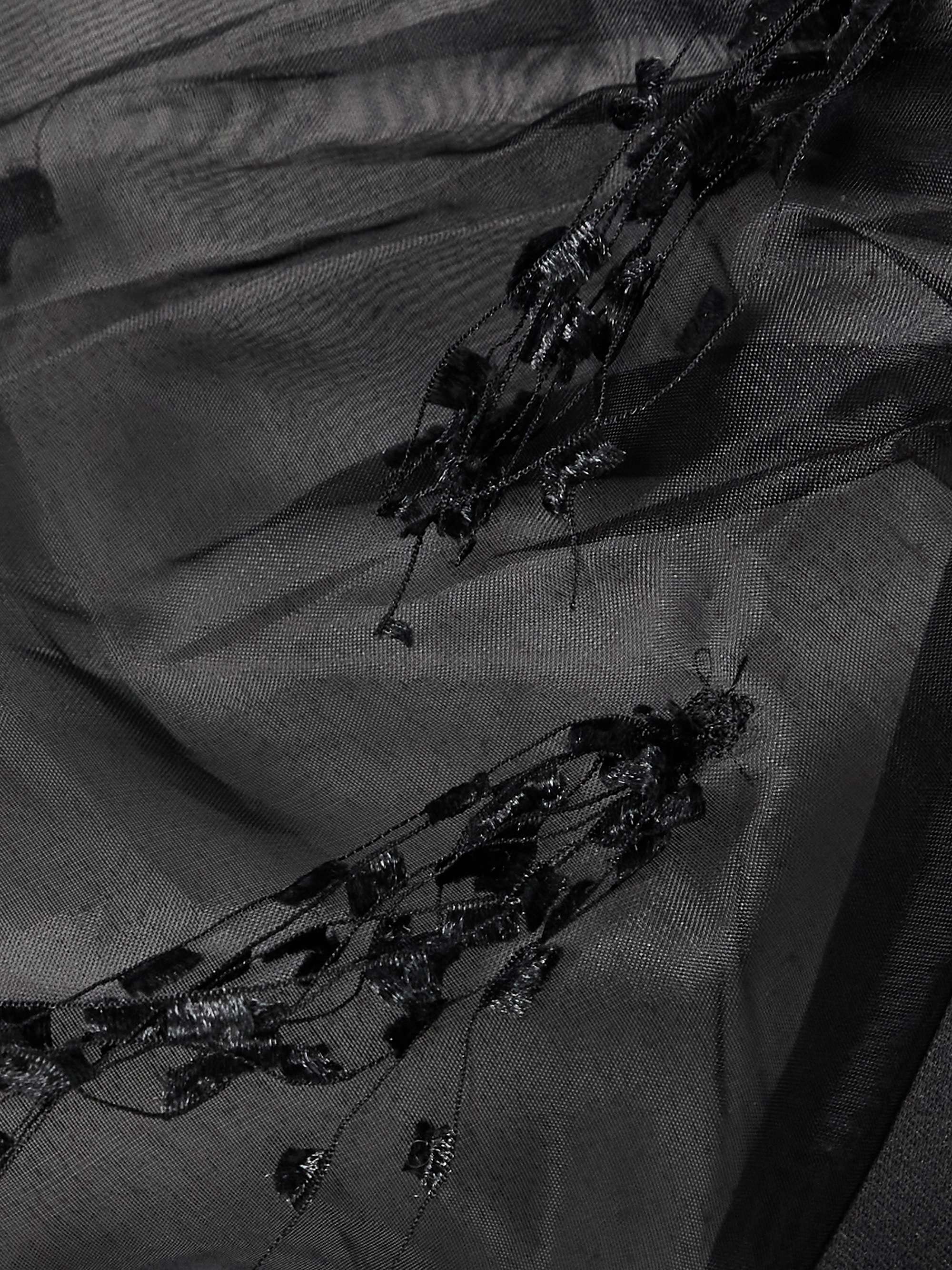 Embroidered organza-trimmed recycled-crepe mini dress view
