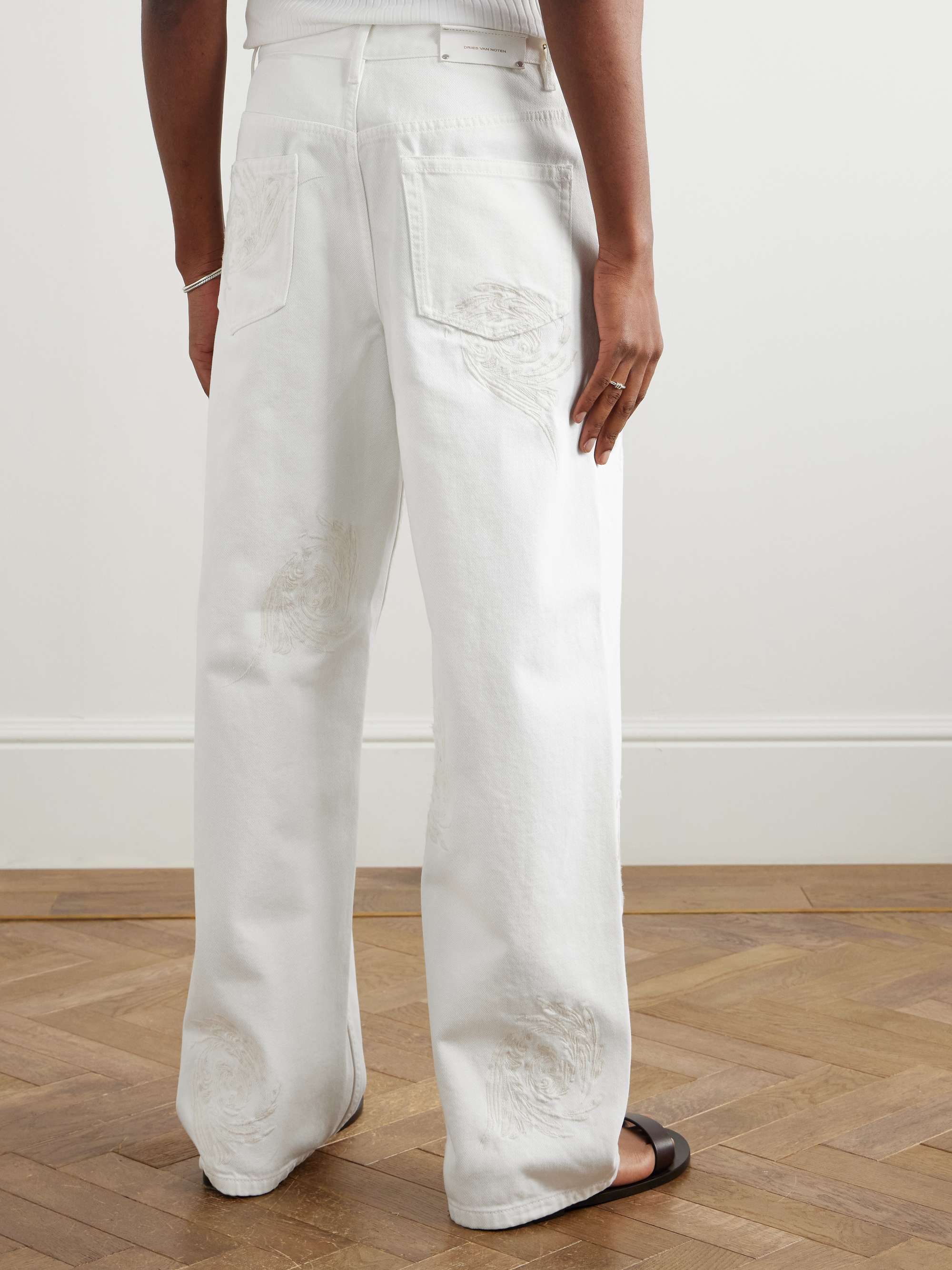 Straight-Leg Embroidered Denim Jeans view