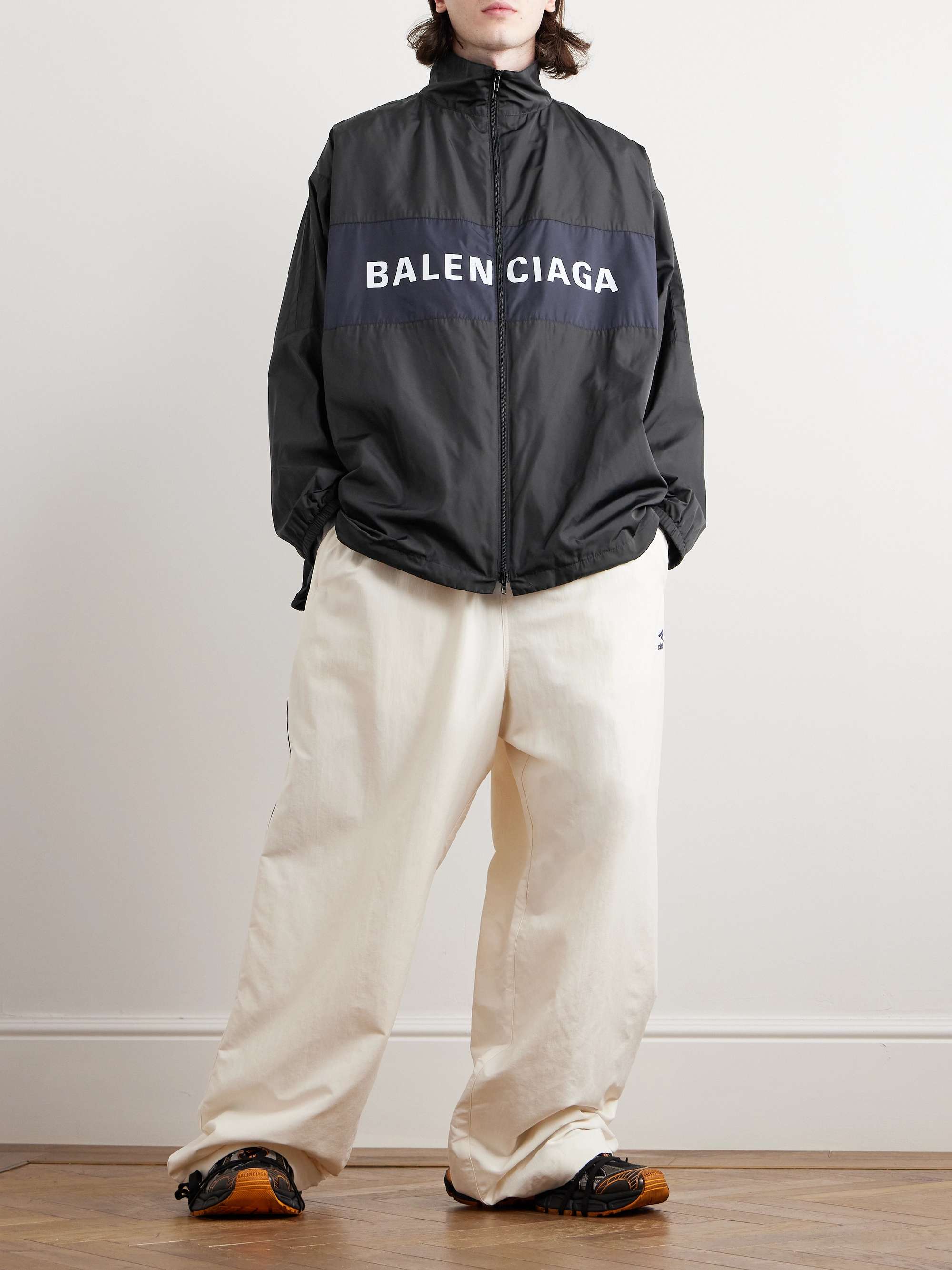 Oversized Logo-Print Colour-Block Shell Jacket view