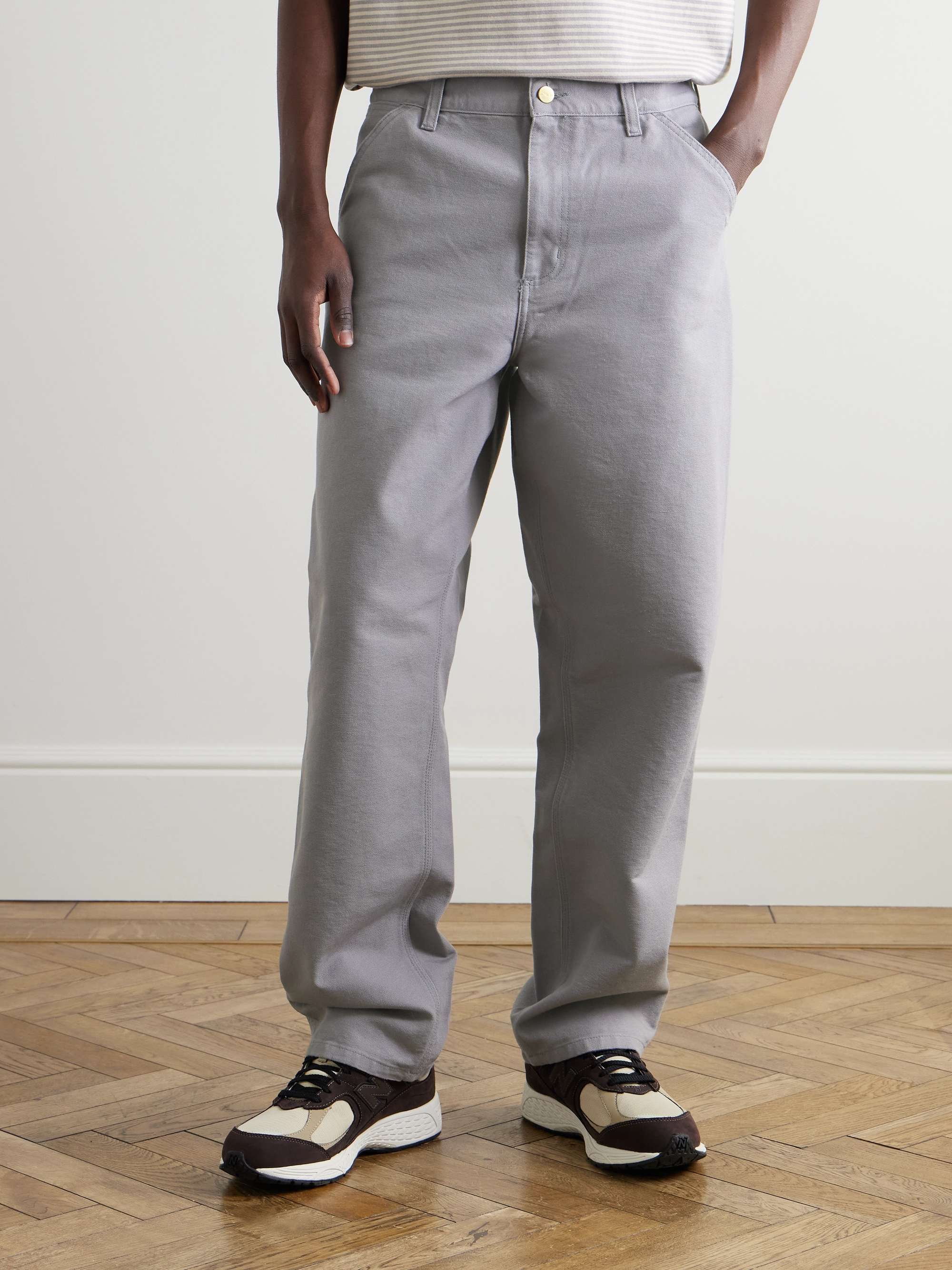 Single Knee Straight-Leg Organic Cotton-Canvas Trousers view