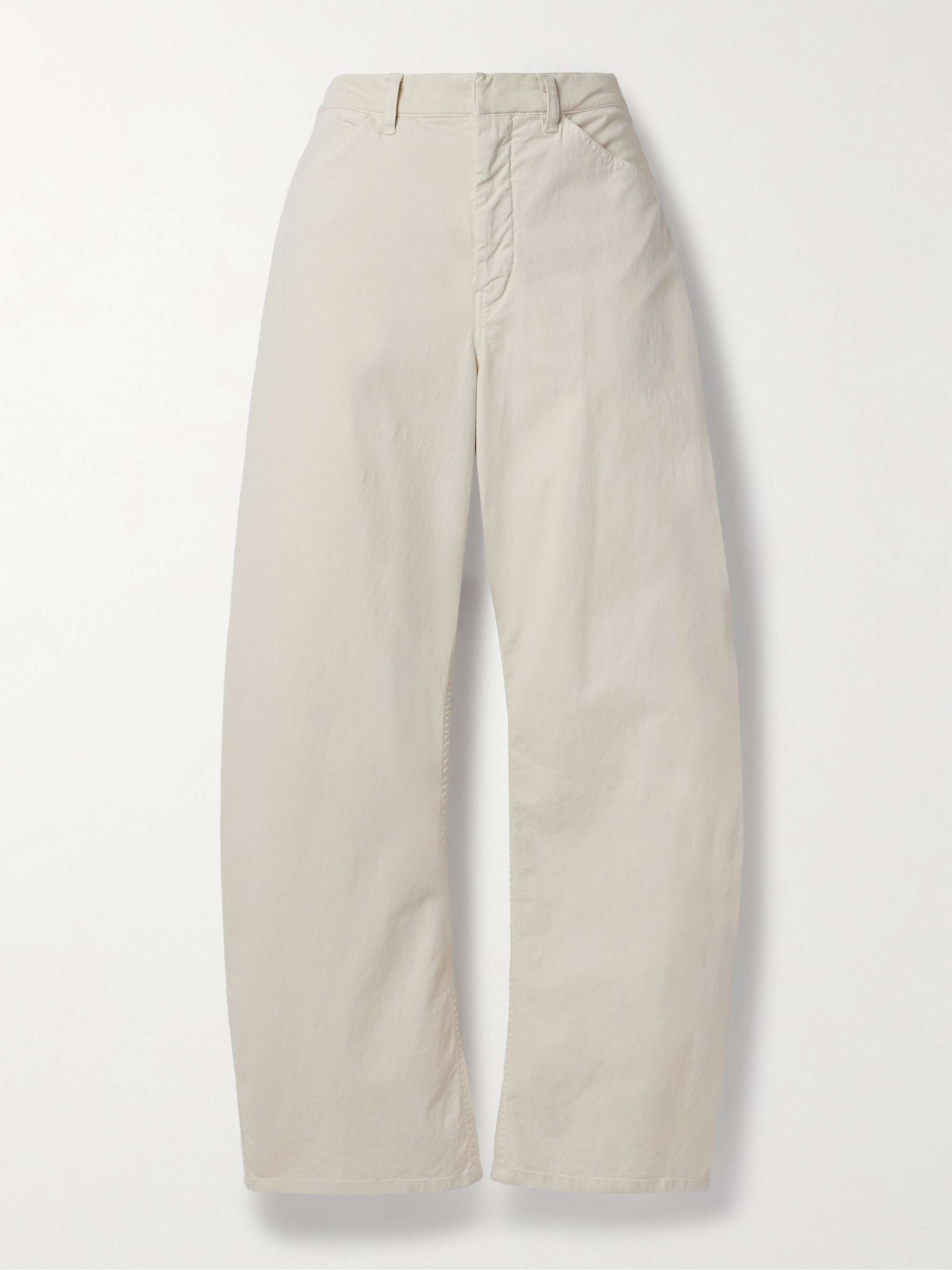 Tribeca brushed cotton-blend twill barrel-leg pants view