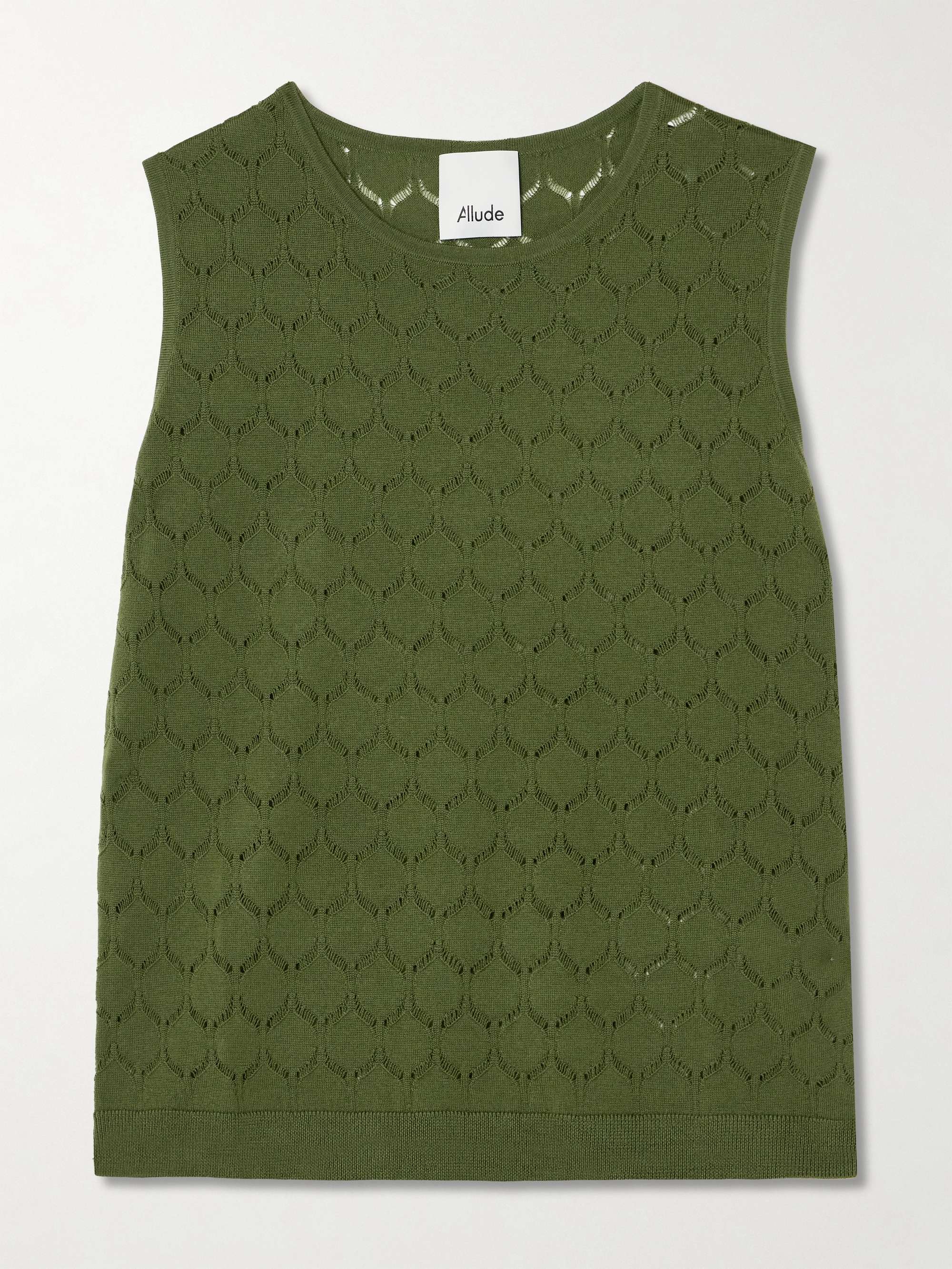Pointelle-knit virgin wool vest view