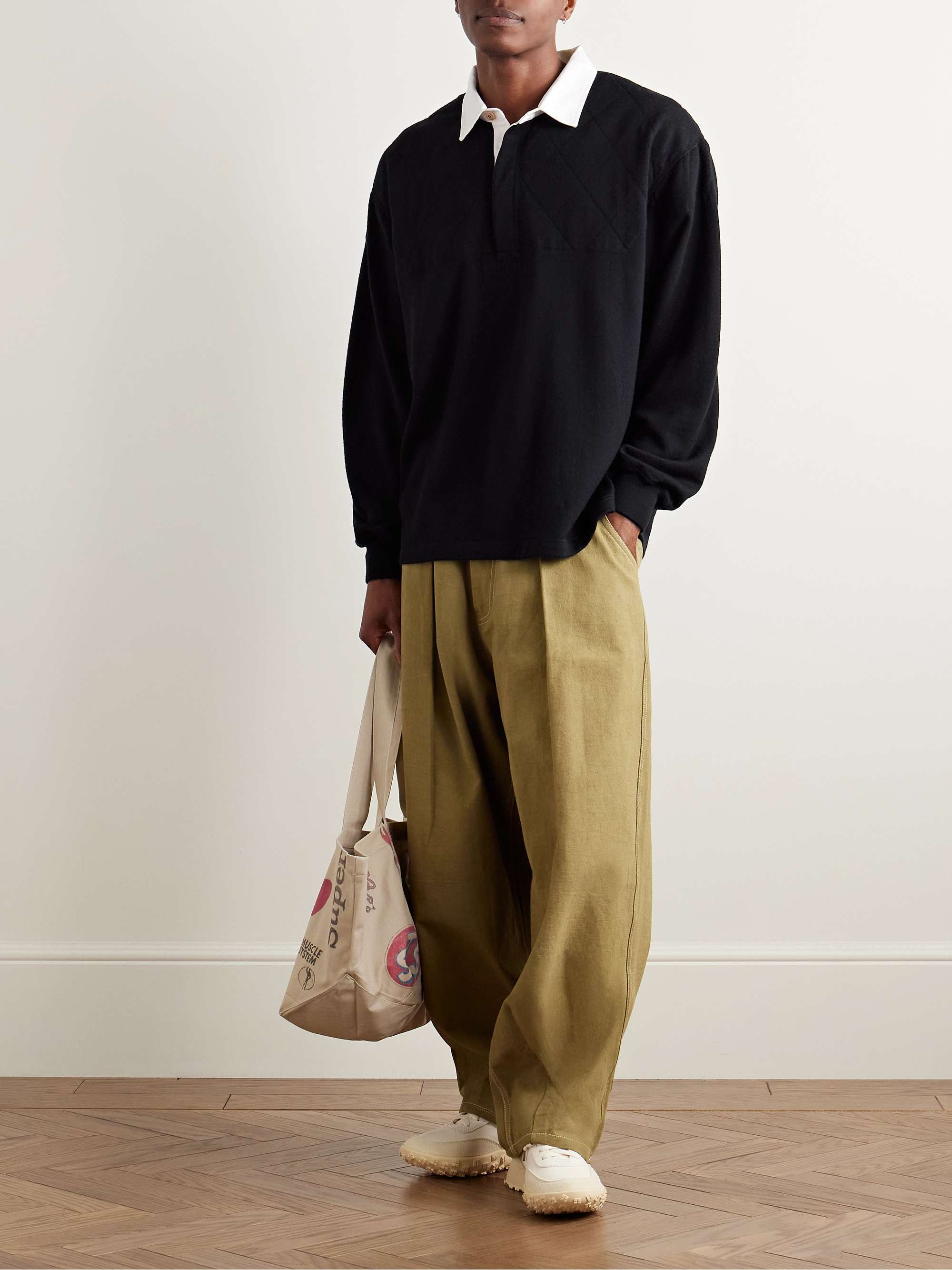 Cotton Twill-Trimmed Wool Polo Shirt view
