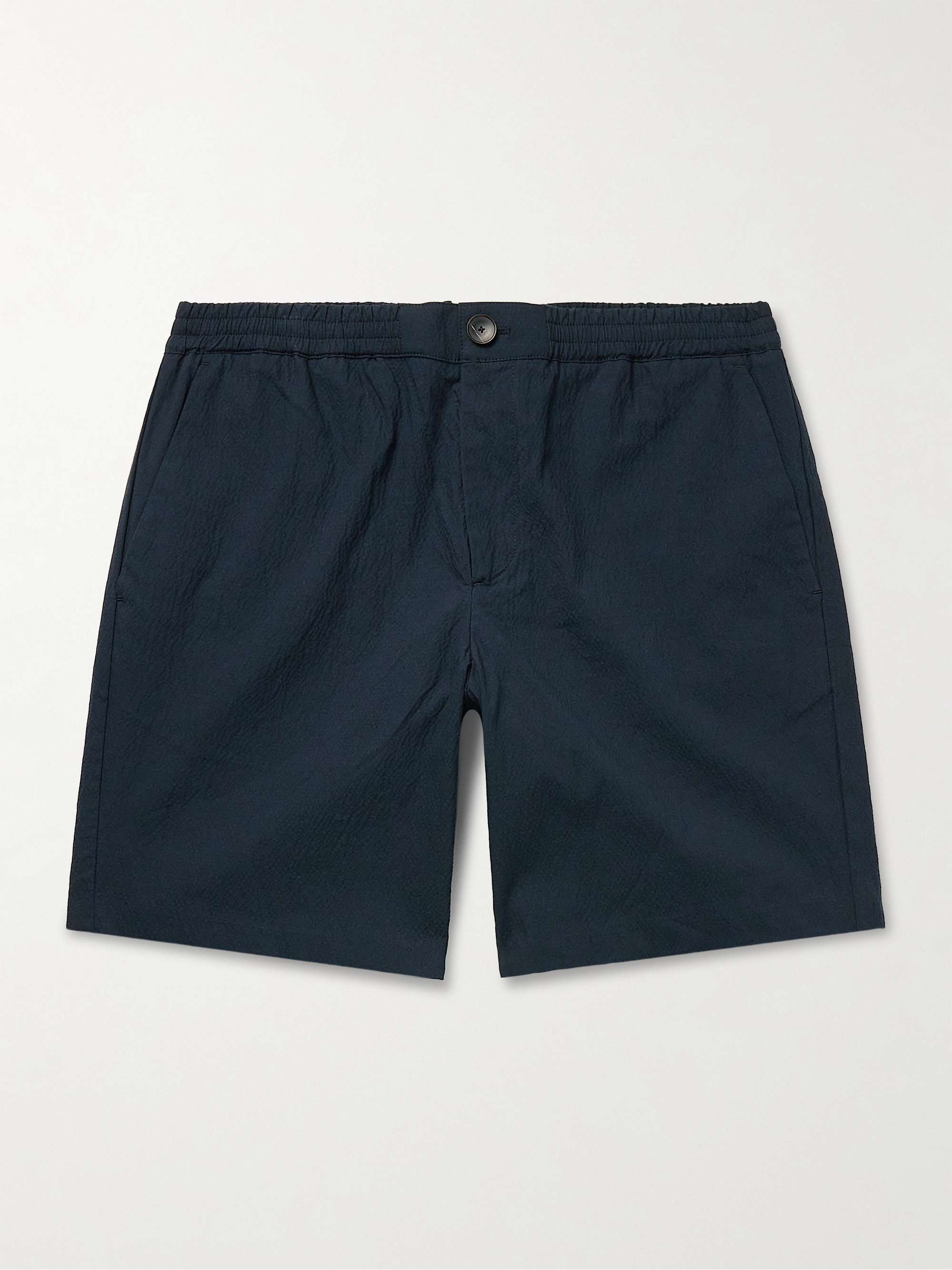 Straight-Leg Cotton-Blend Seersucker Shorts view