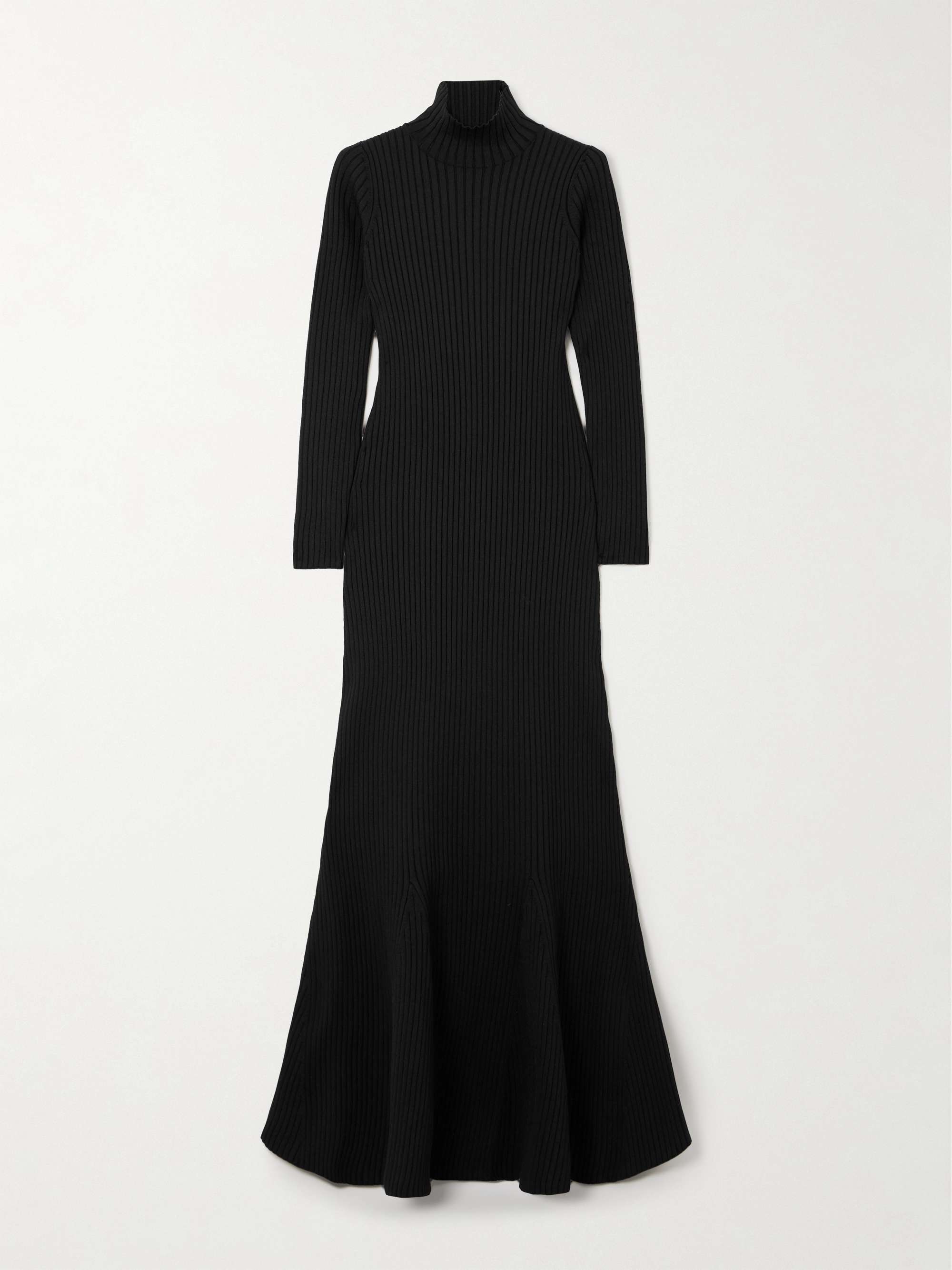 Turtleneck ribbed silk-blend maxi dress view