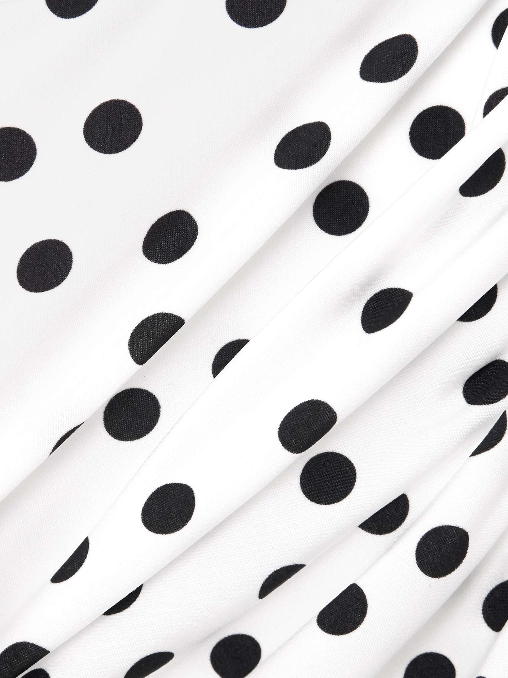 Strapless tie-front ruched polka-dot swimsuit view
