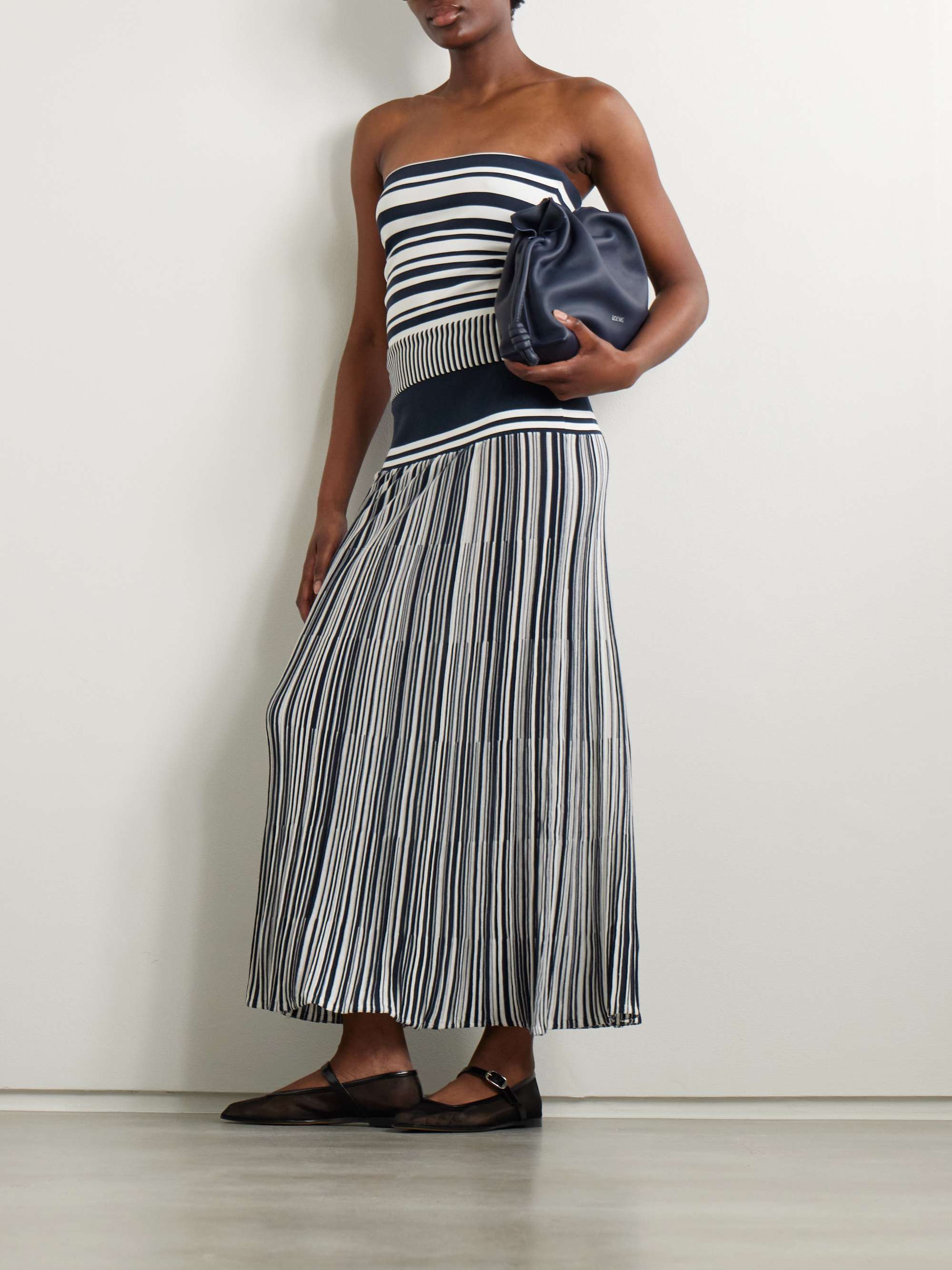 Citara striped knitted cotton-blend maxi skirt view