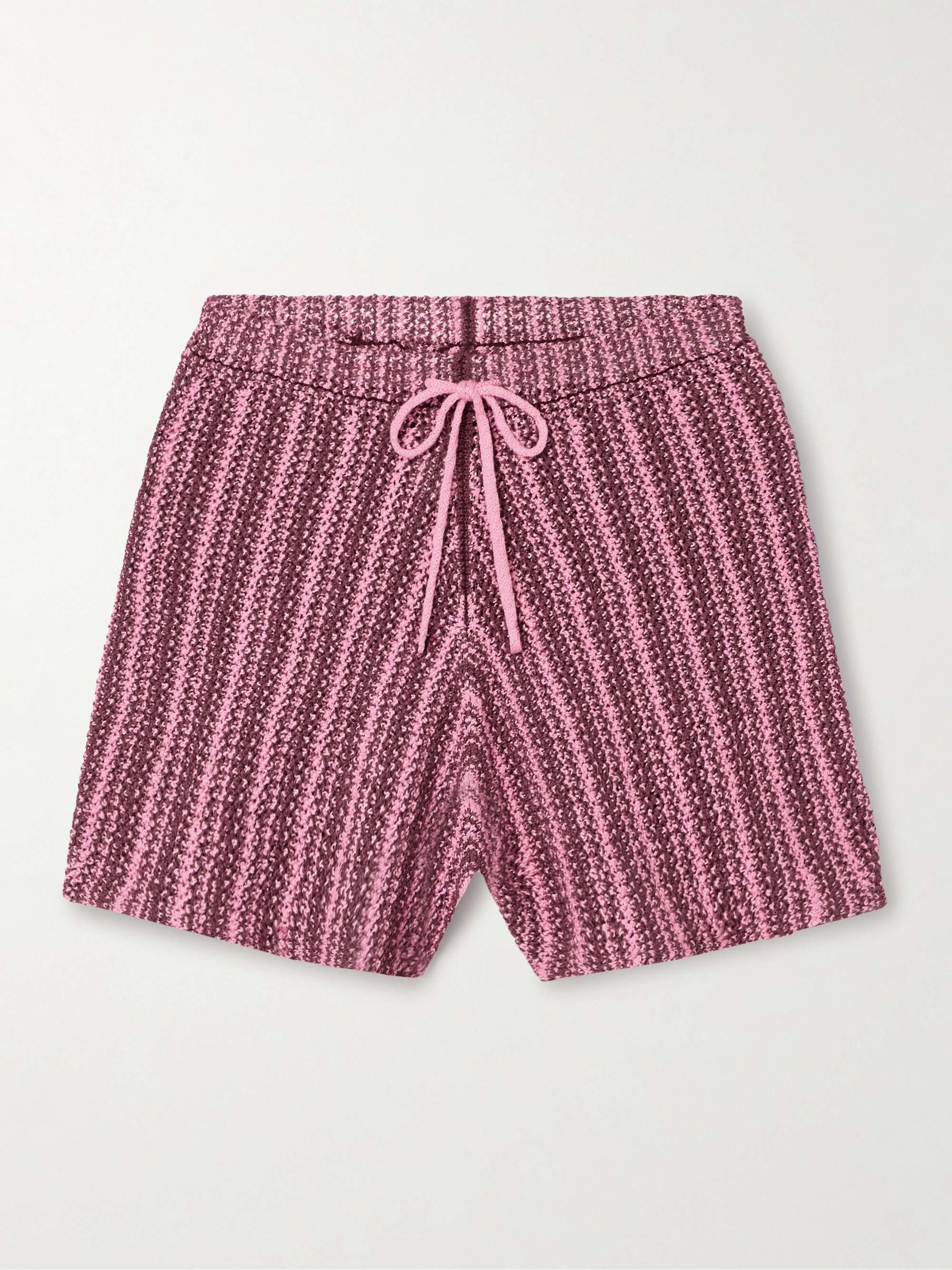 Striped crocheted cotton shorts view