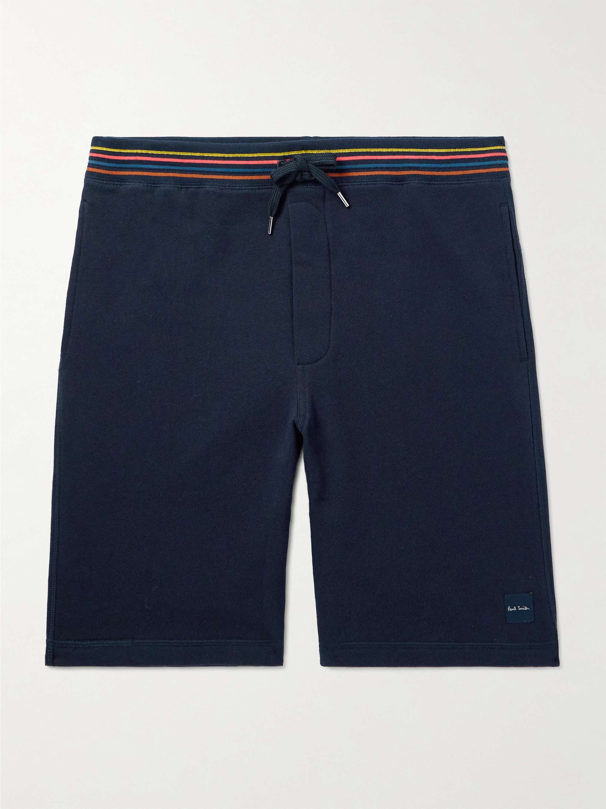 Logo-Appliquèd Striped Cotton-Jersey Shorts view