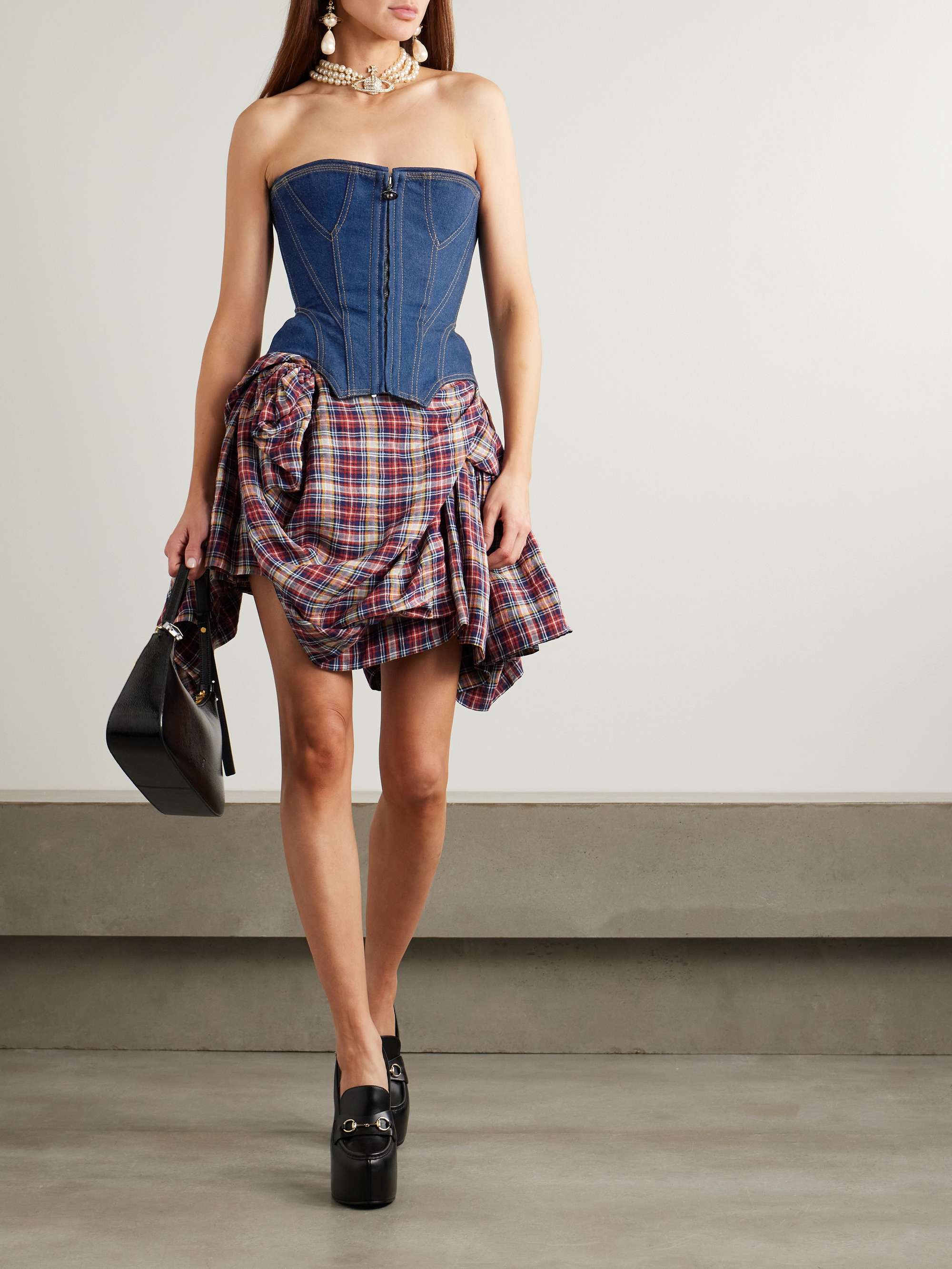 Embellised denim corset view