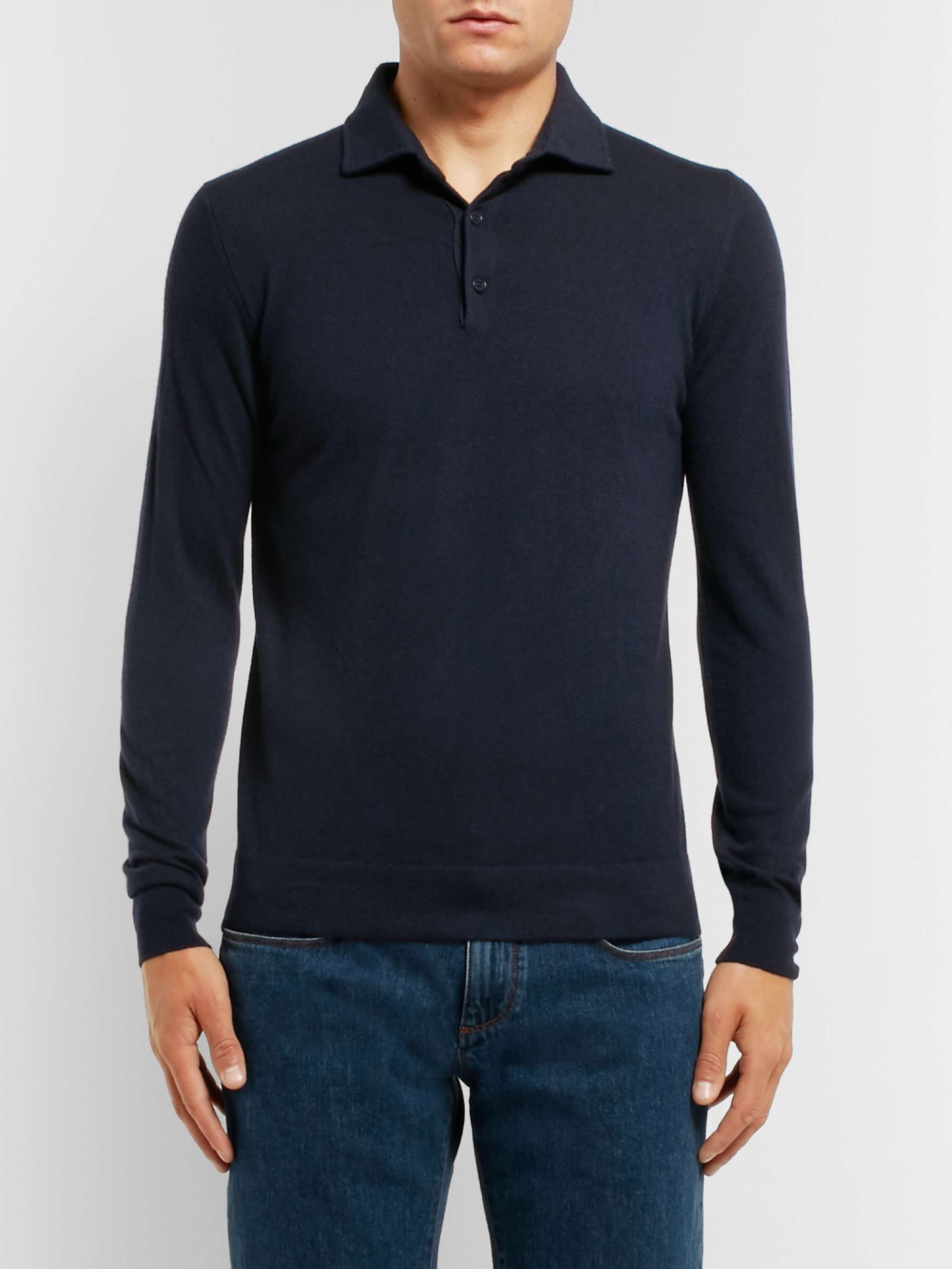 Slim-Fit Baby Cashmere Polo Shirt view