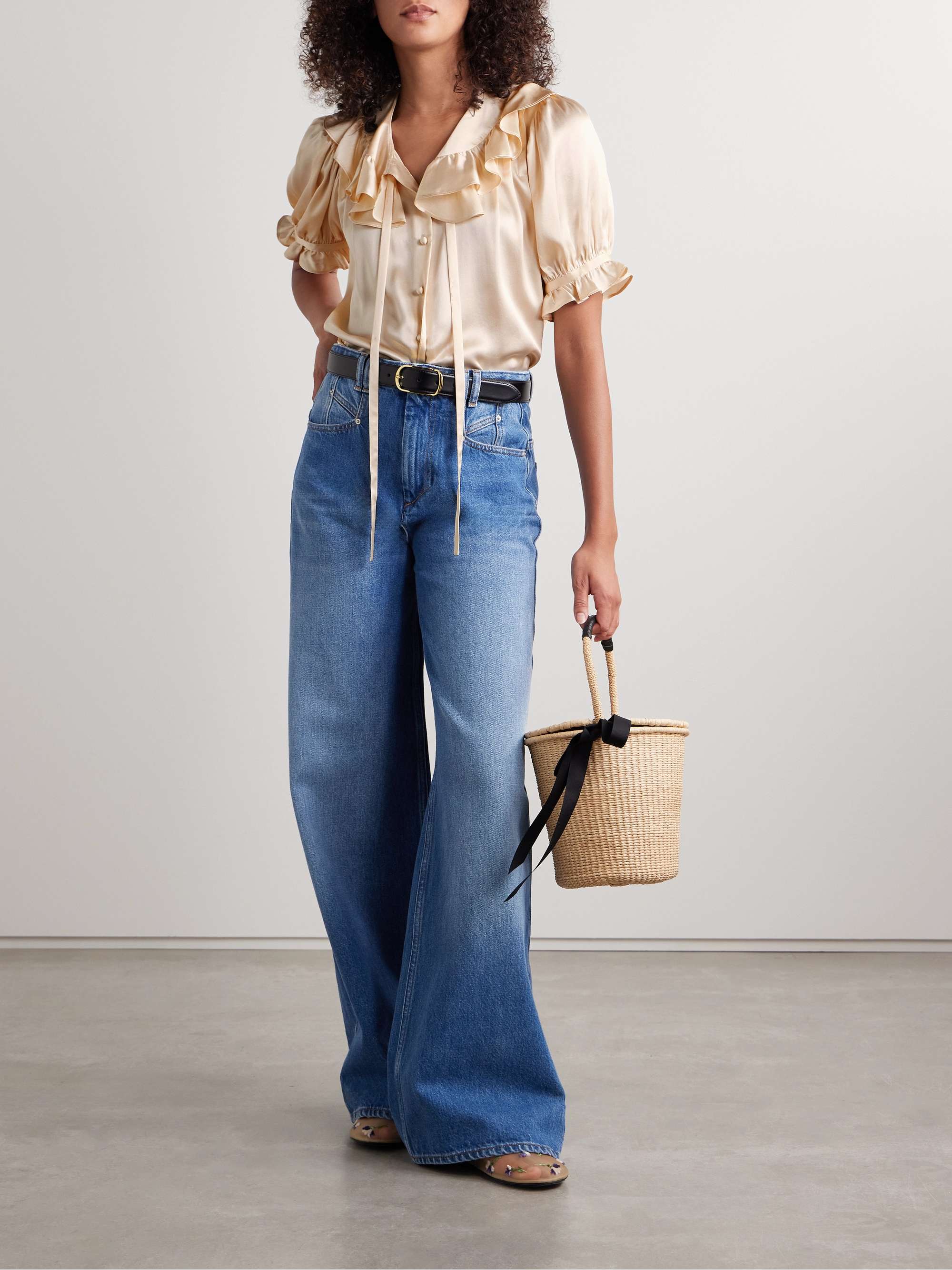 Kelela ruffled silk-charmeuse blouse view