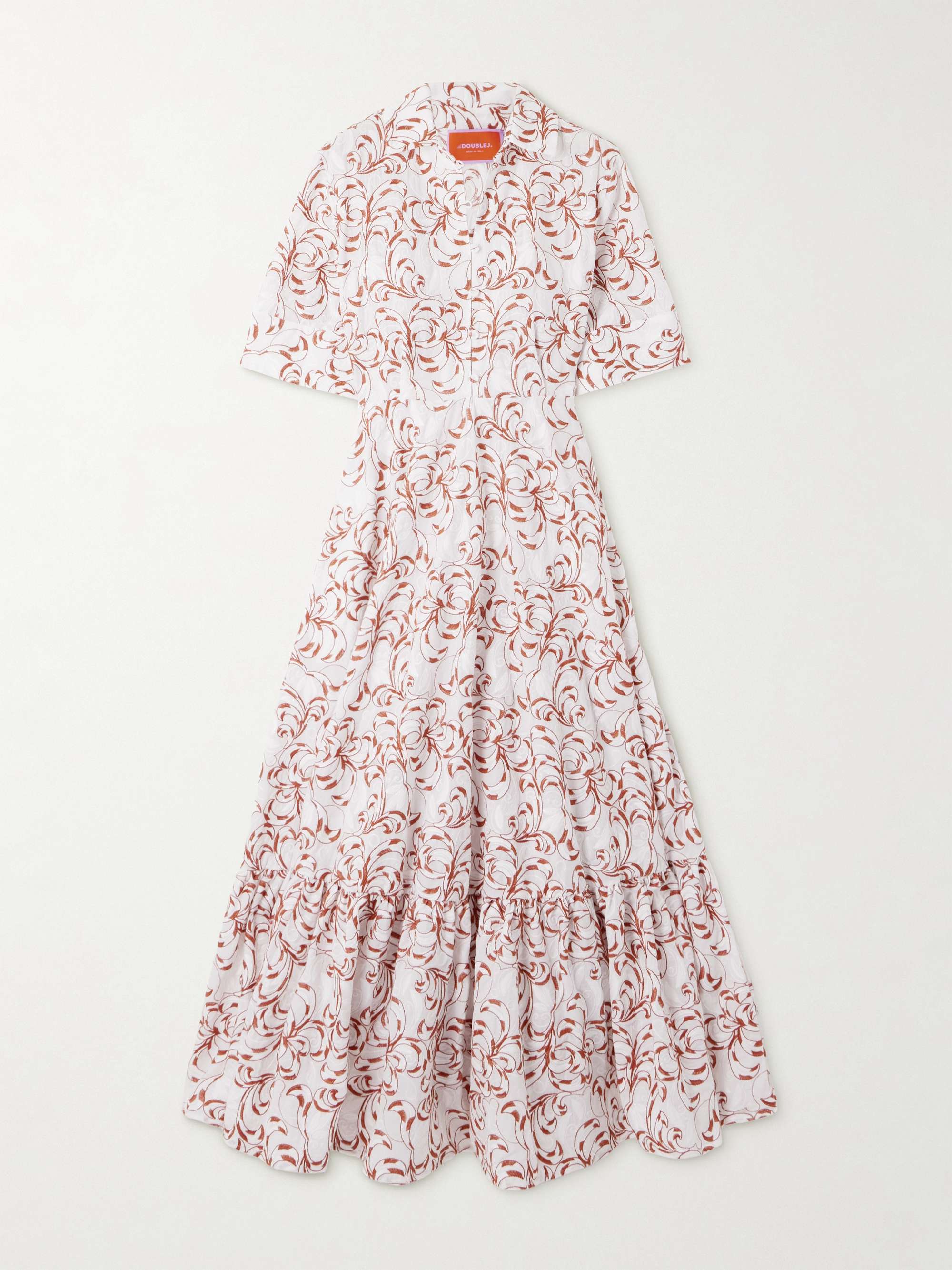 San Pietro tiered embroidered voile maxi shirt dress view