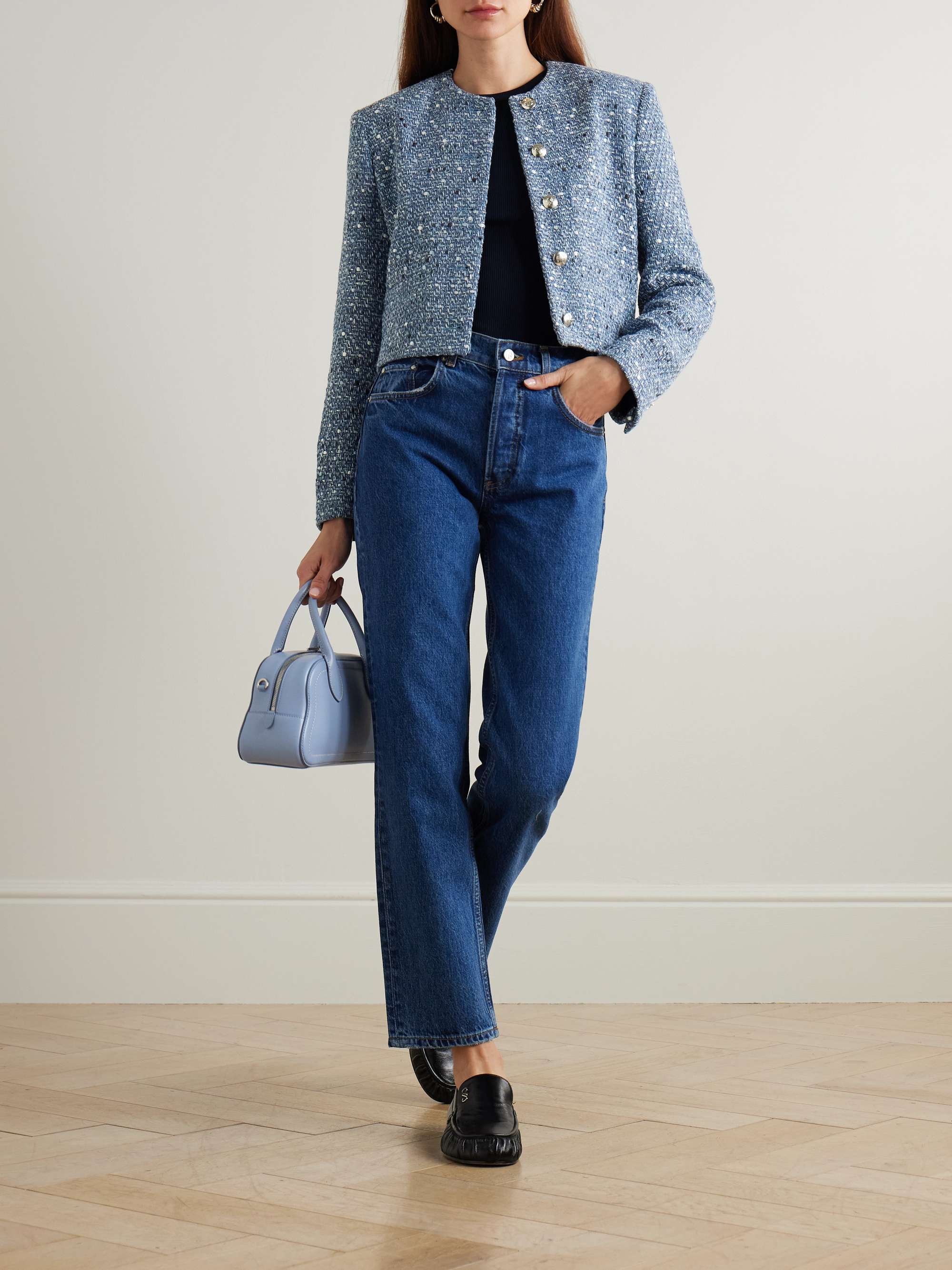 Amber cotton-blend tweed jacket view
