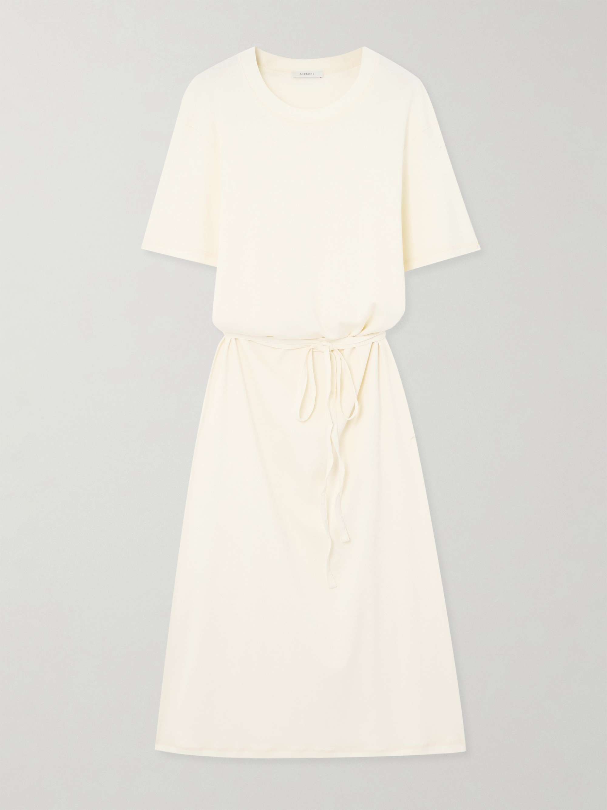Belted cotton-jersey midi dress view