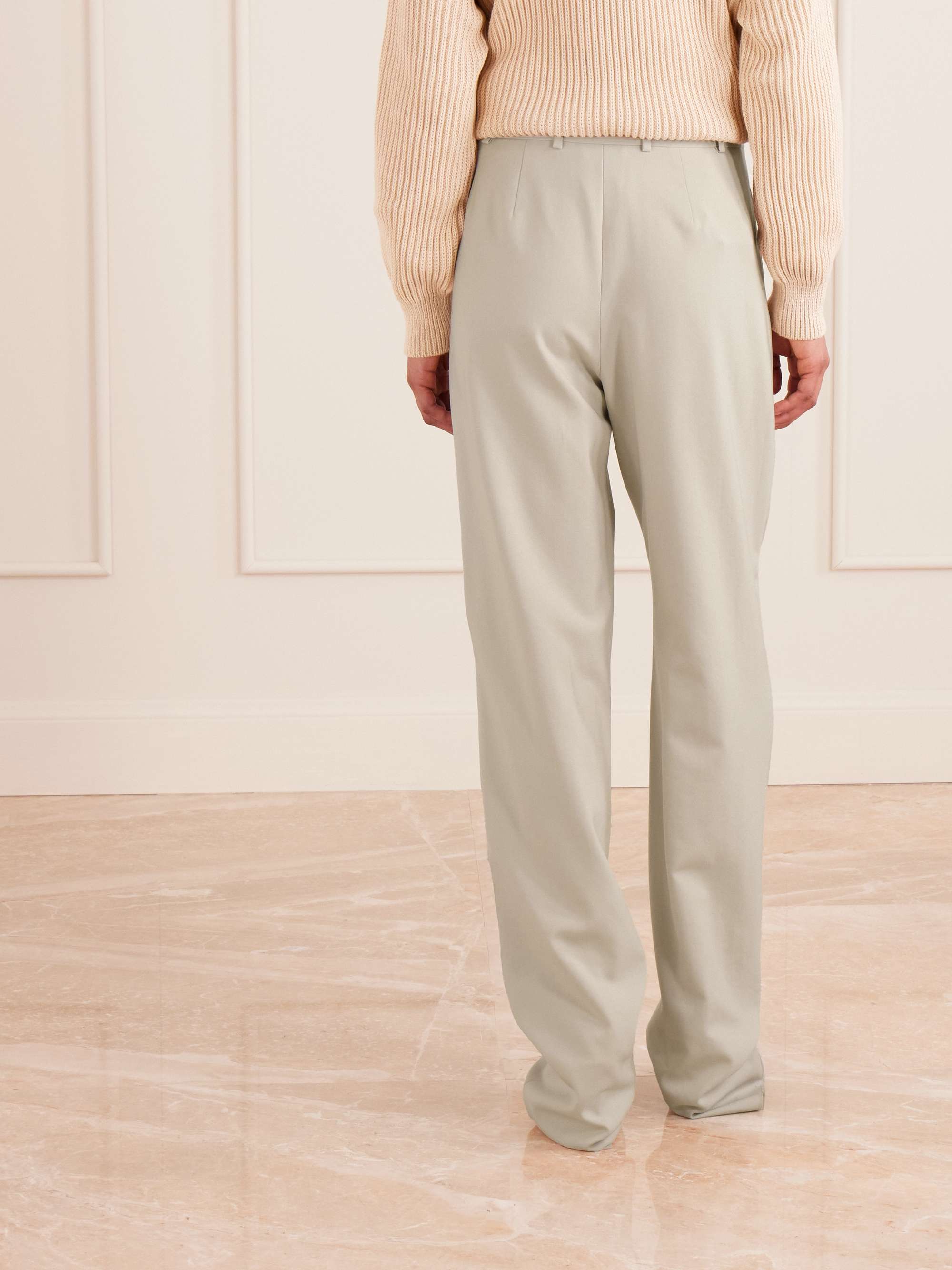 Pleated wool straight-leg pants view