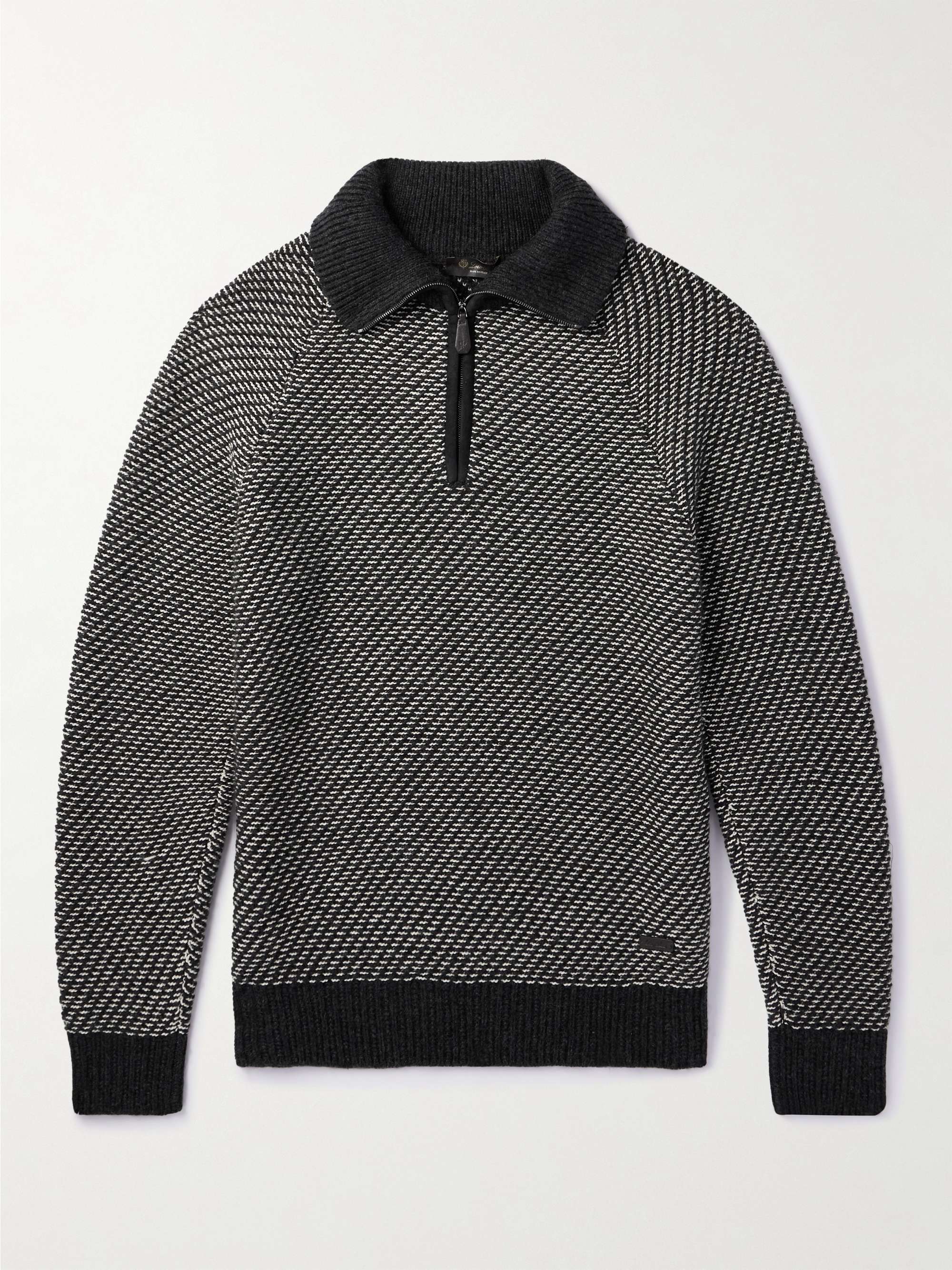 Cashmere and Cotton-Blend Half-Zip Sweater view