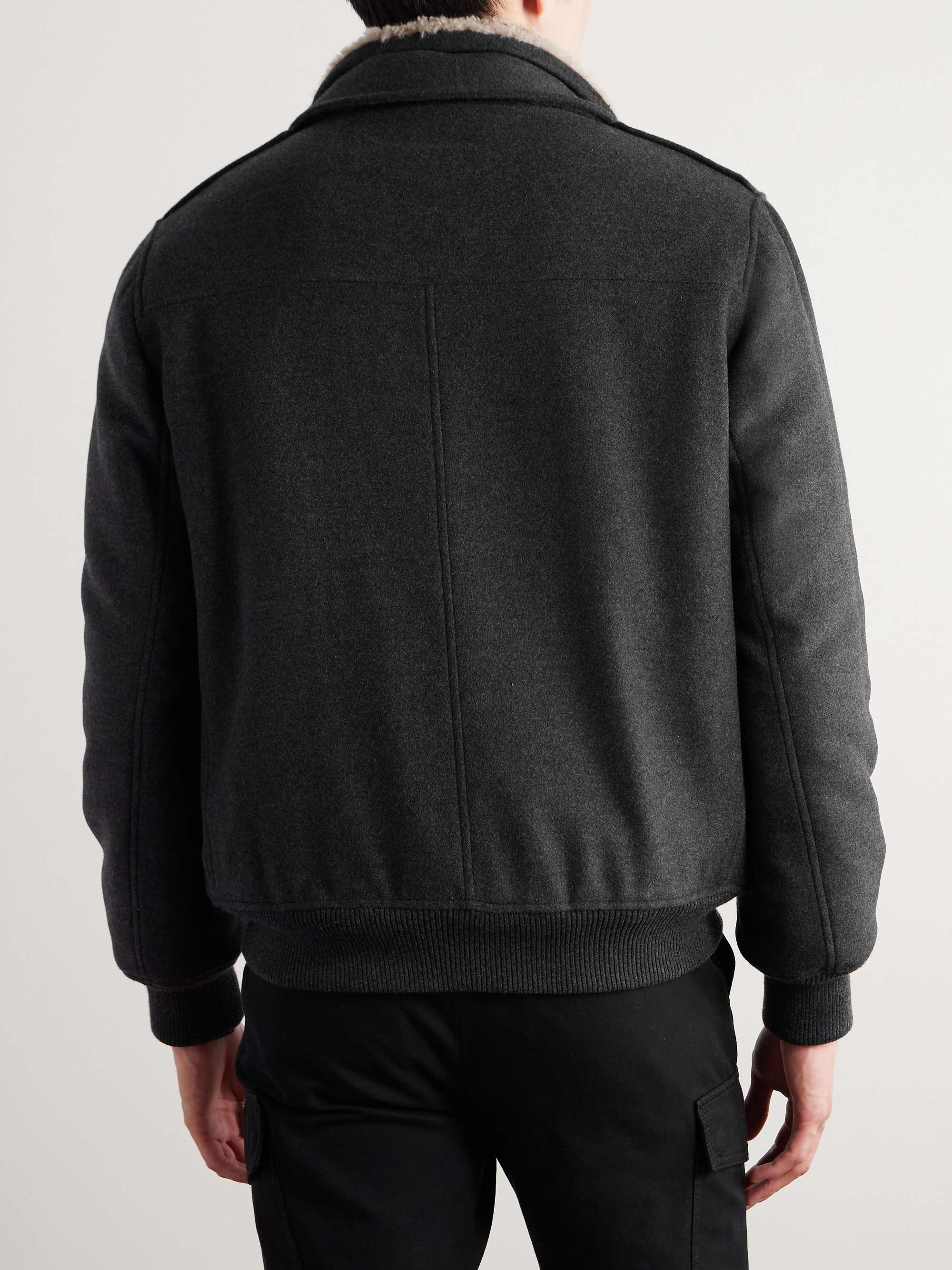 Shearling-Trimmed Cashmere Bomber Jacket view