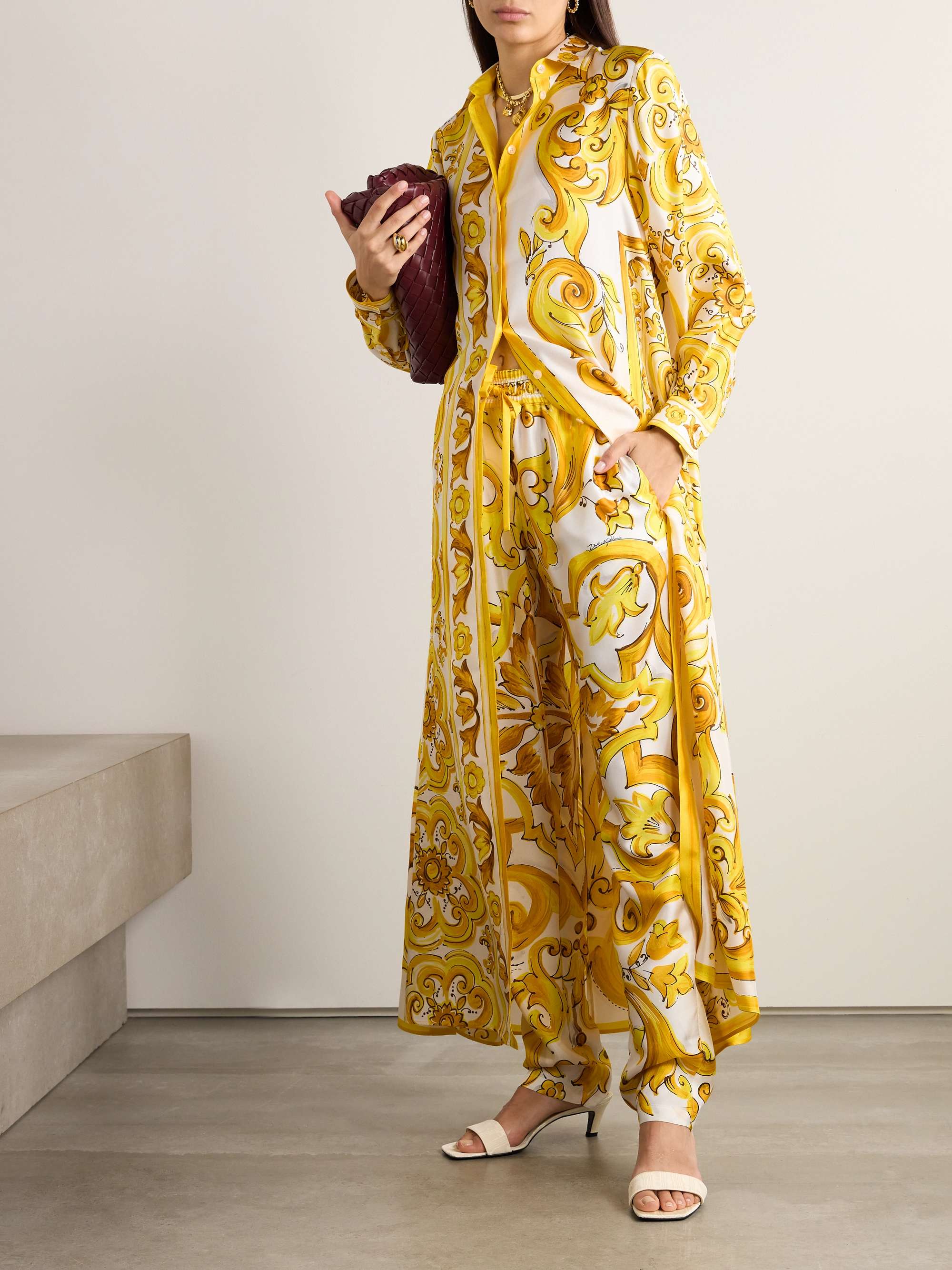 Maiolica printed silk-twill pants view
