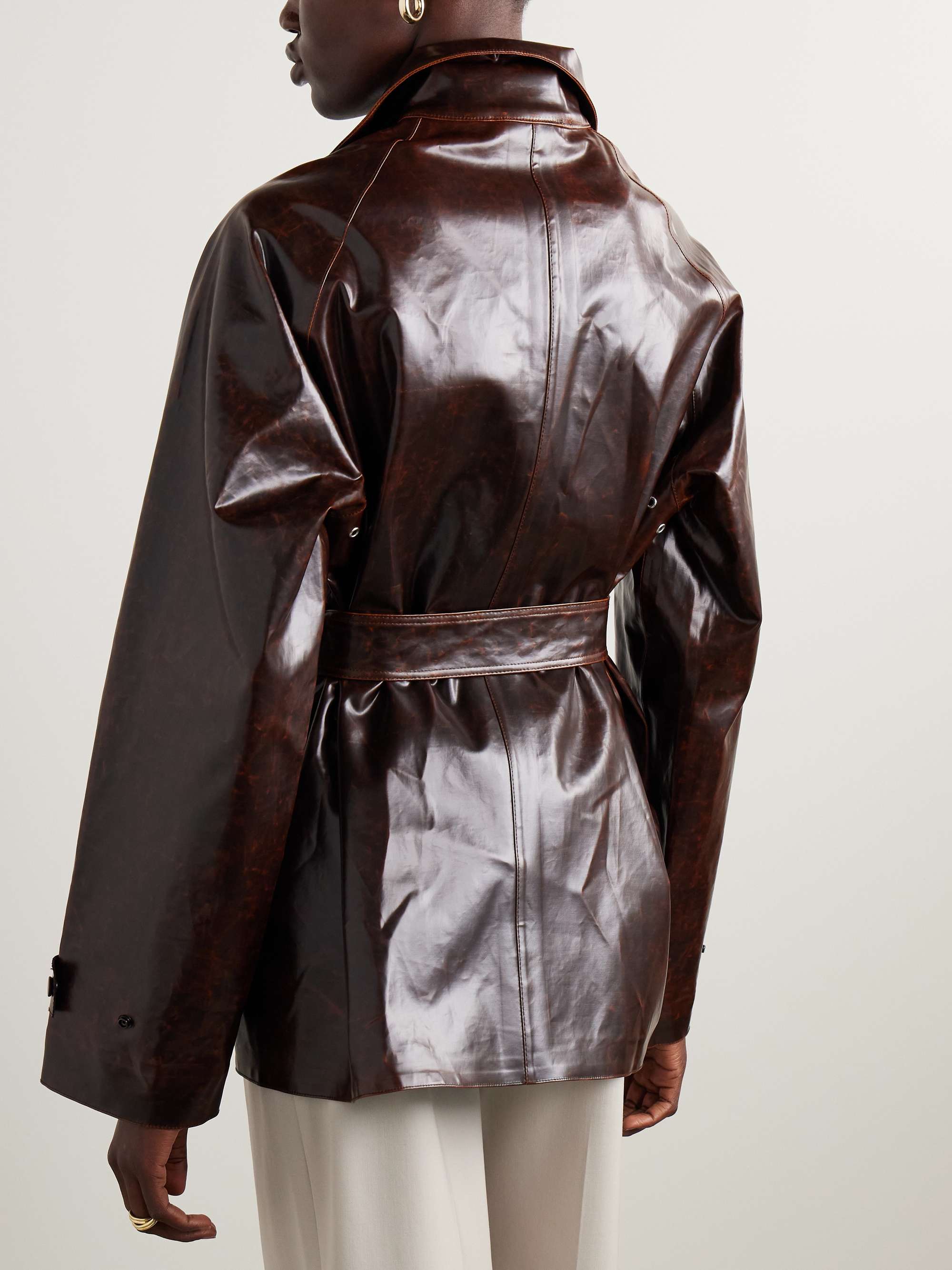 Finch belted coated cotton-blend jacket view