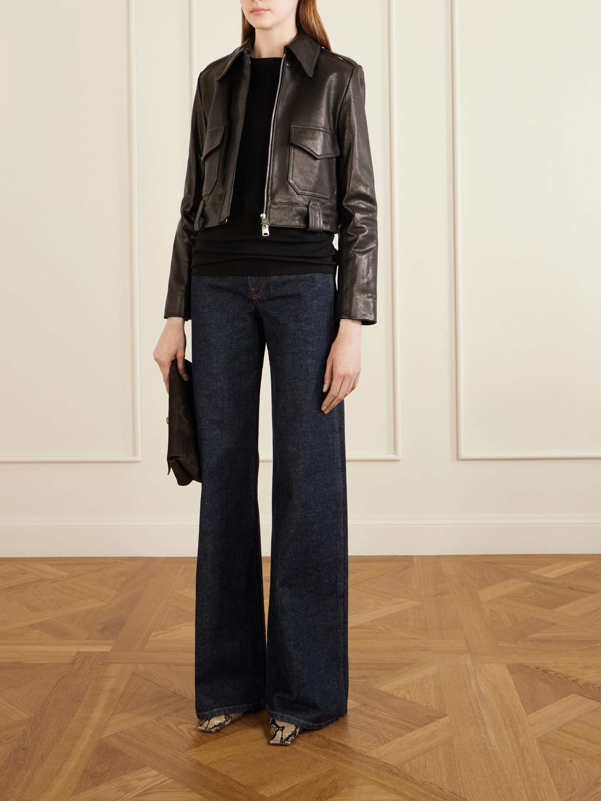 Cordelia cropped leather jacket view