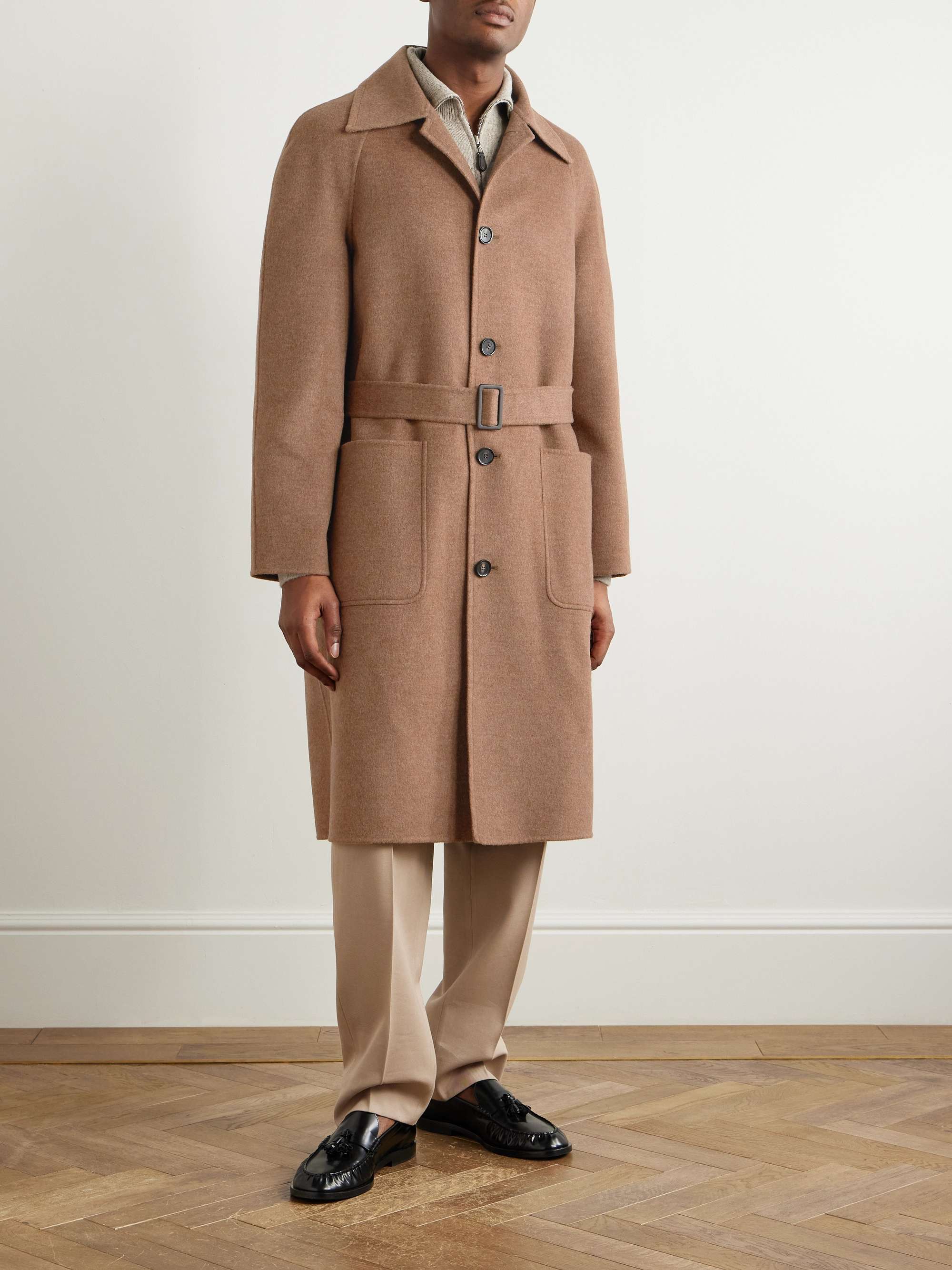 Owen Belted Suede-Trimmed Rain System® Cashmere Coat view