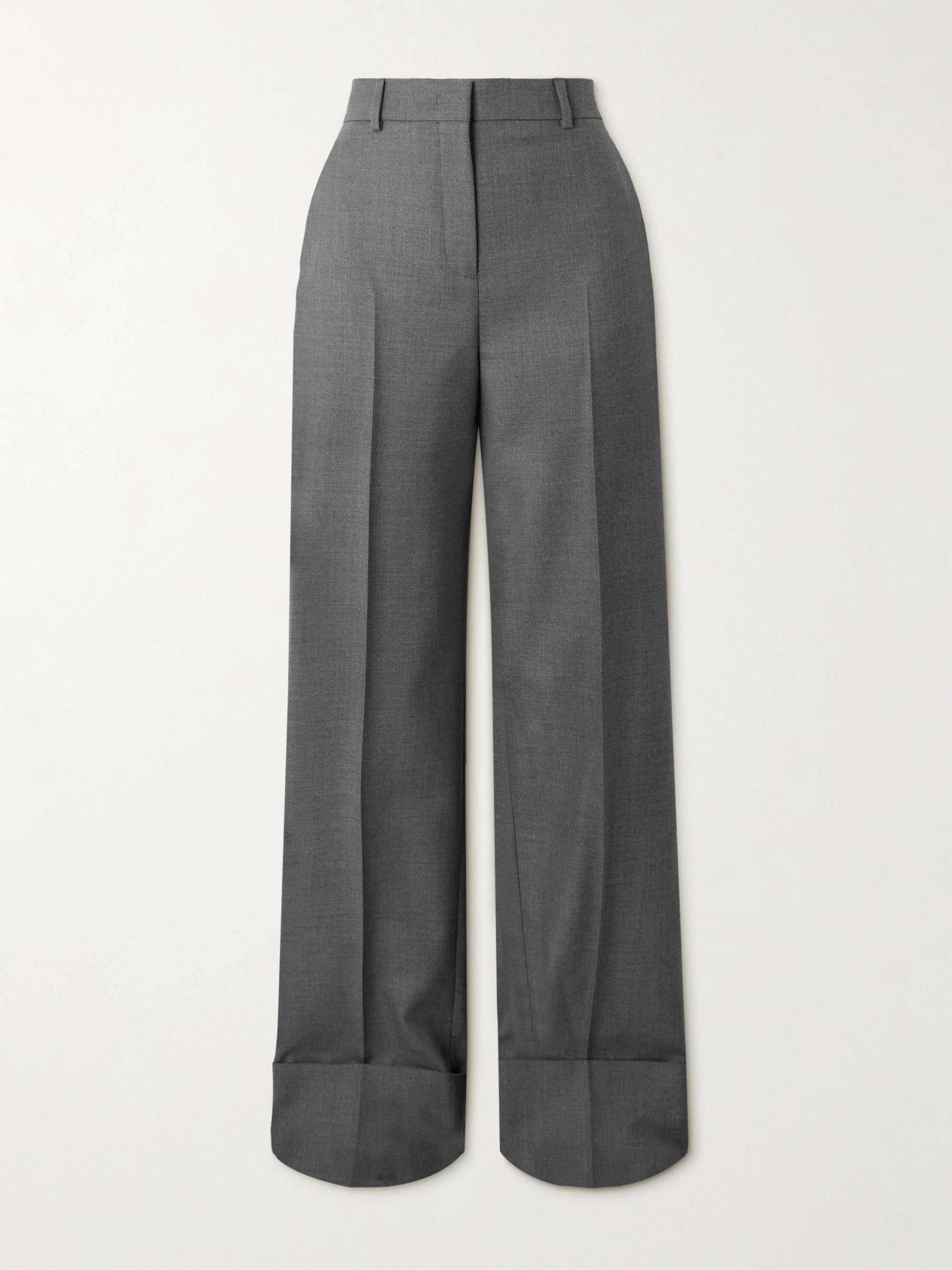 Wool-twill straight-leg pants view