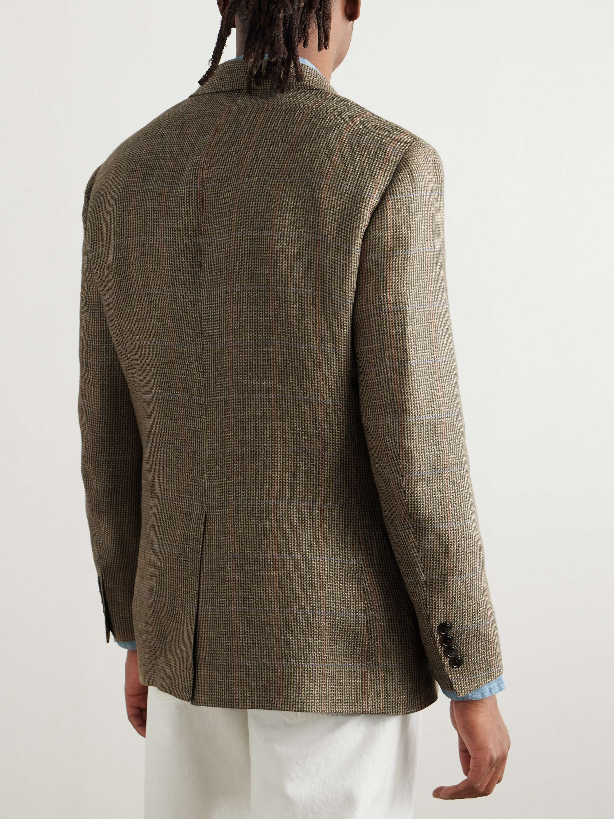 Checked Linen and Silk-Blend Tweed Blazer view