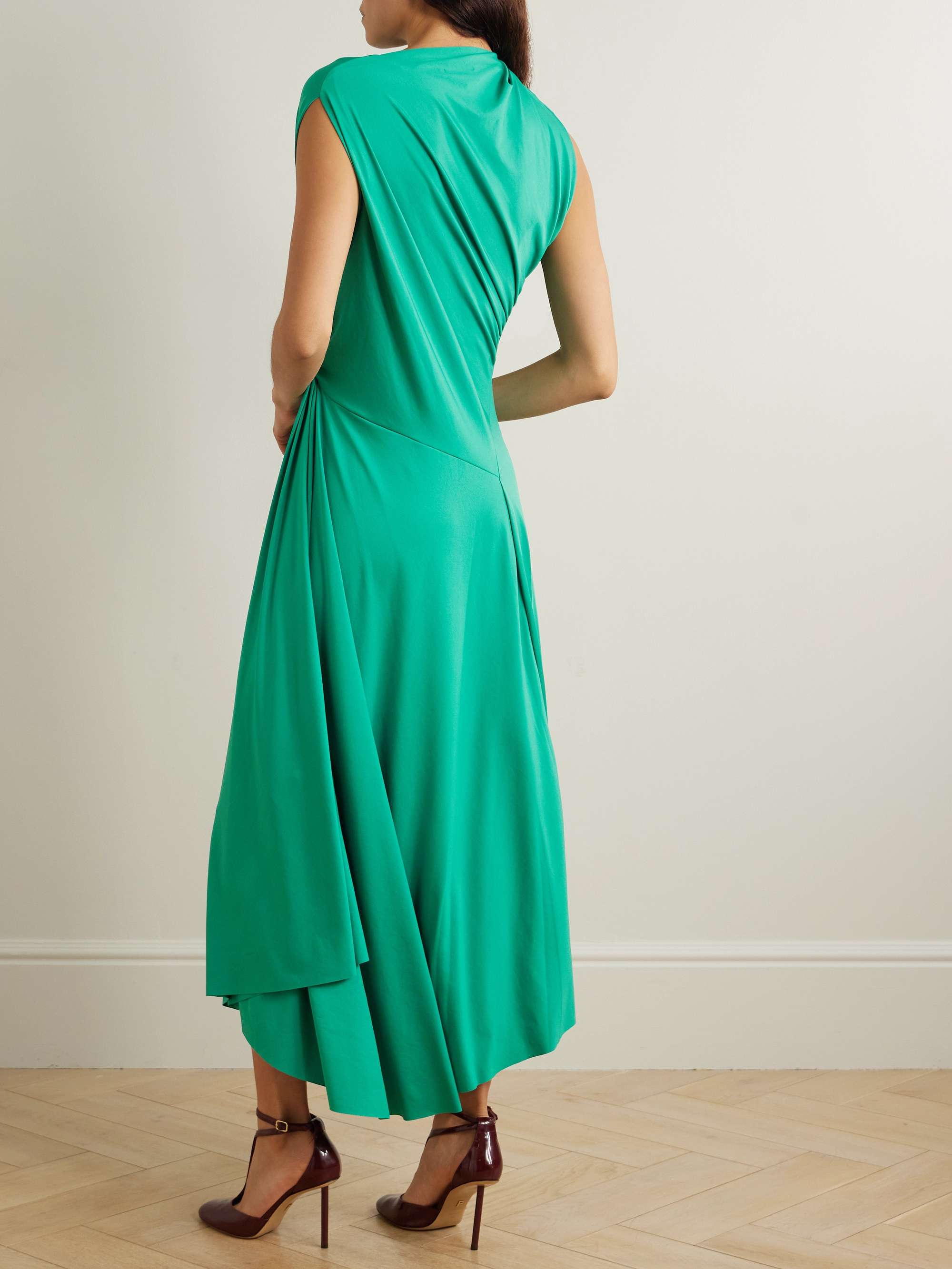 Asymmetric draped stretch-crepe midi dress view
