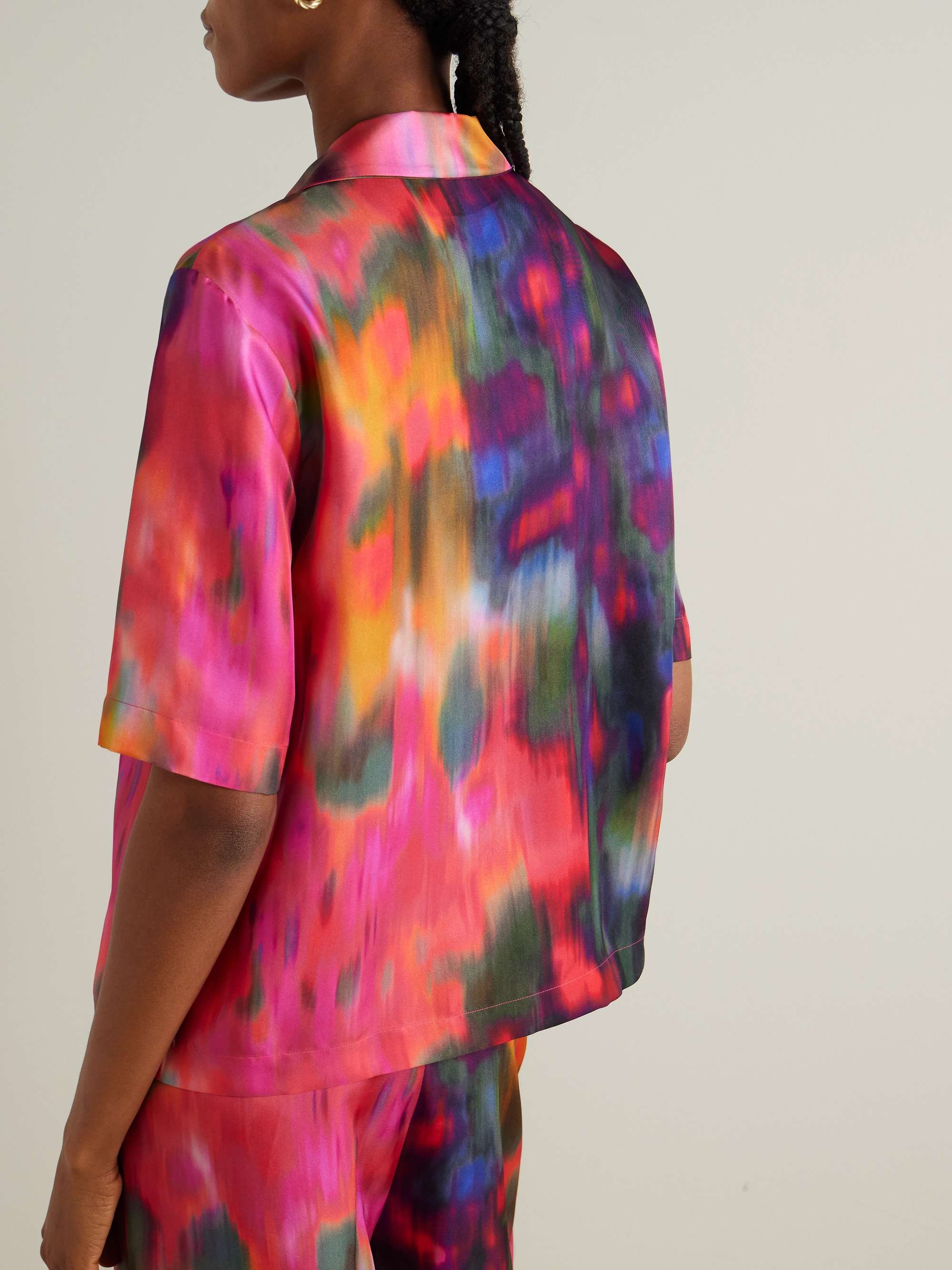 Florale printed silk-twill shirt view