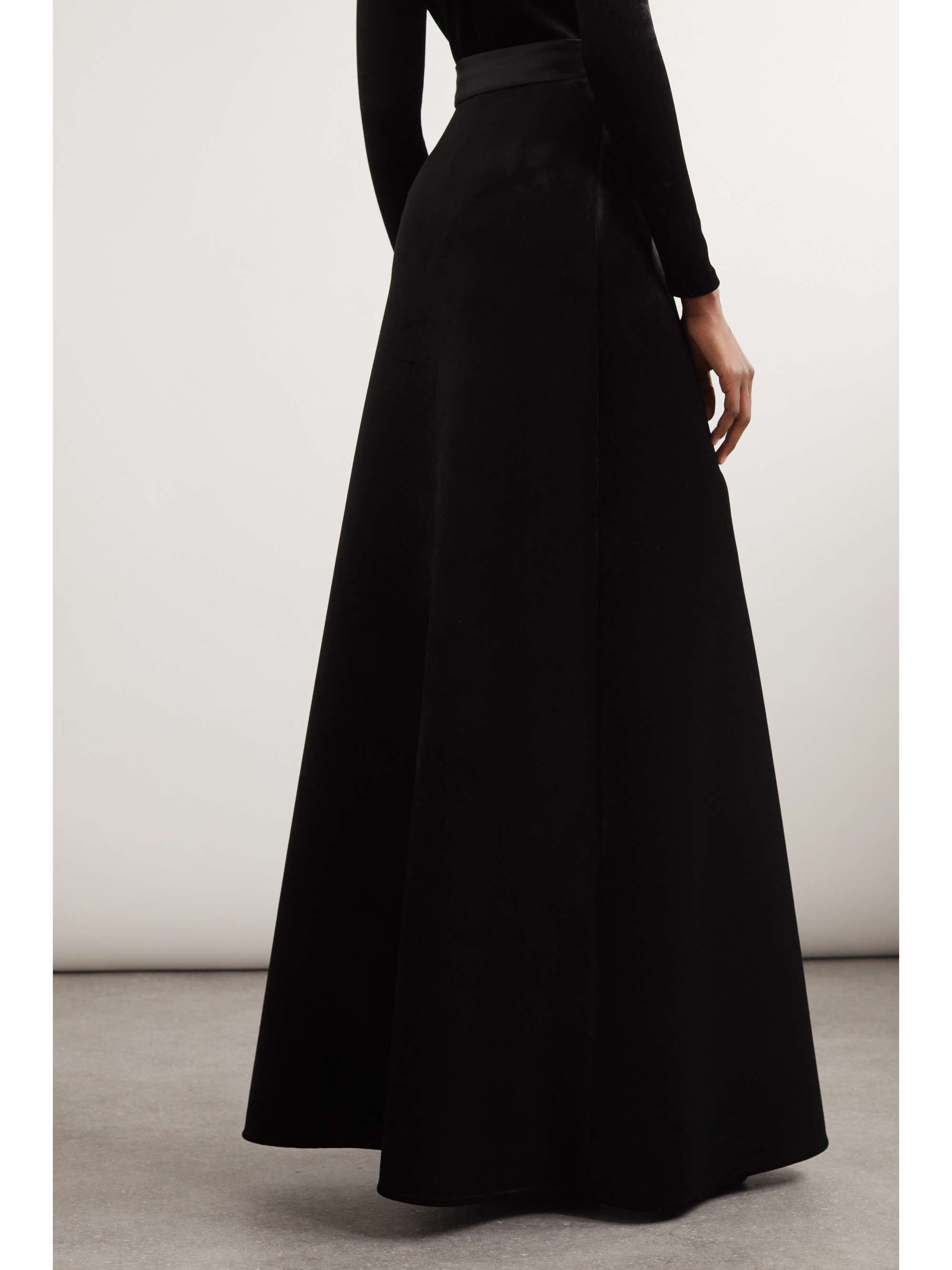 Bow-embellished stretch-velvet maxi skirt view