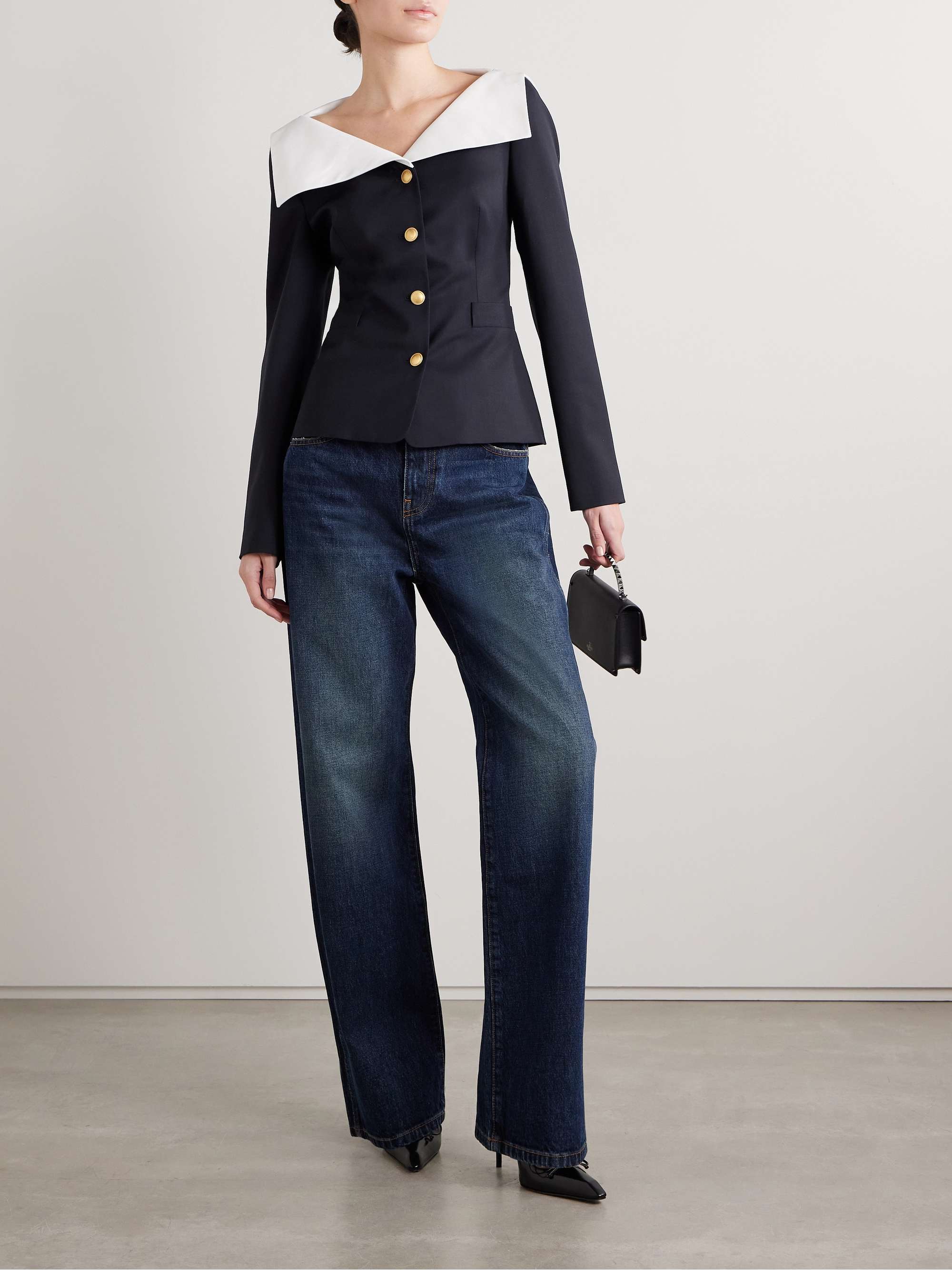 Mikado-trimmed wool-blend jacket view