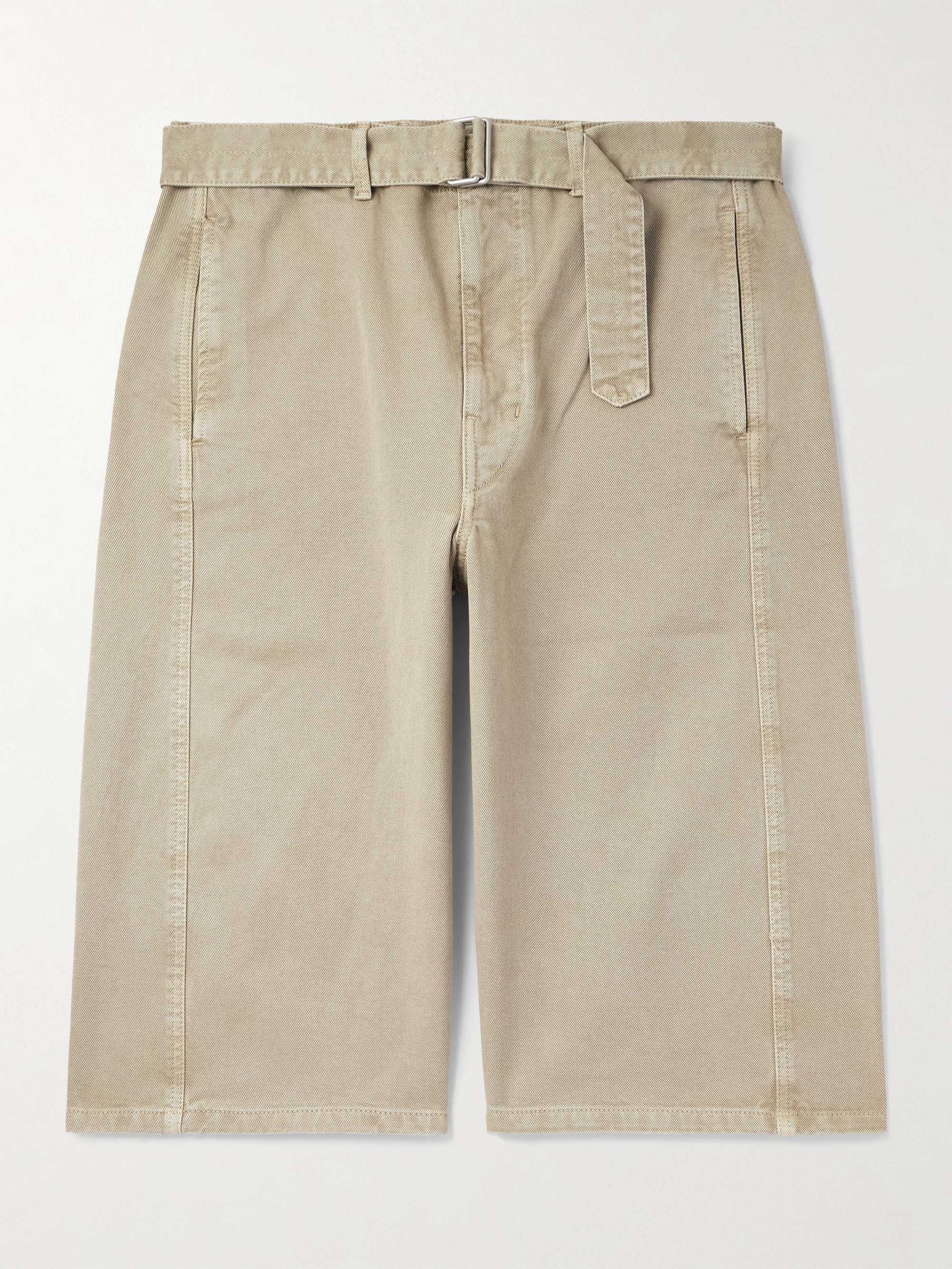 Twisted Wide-Leg Belted Garment-Dyed Denim Shorts view