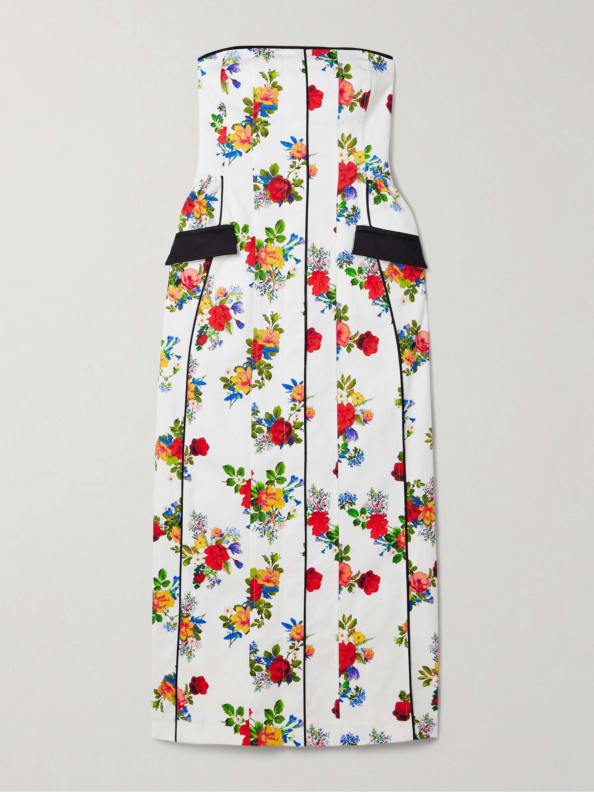 Maryan strapless floral-print cotton-blend poplin midi dress view